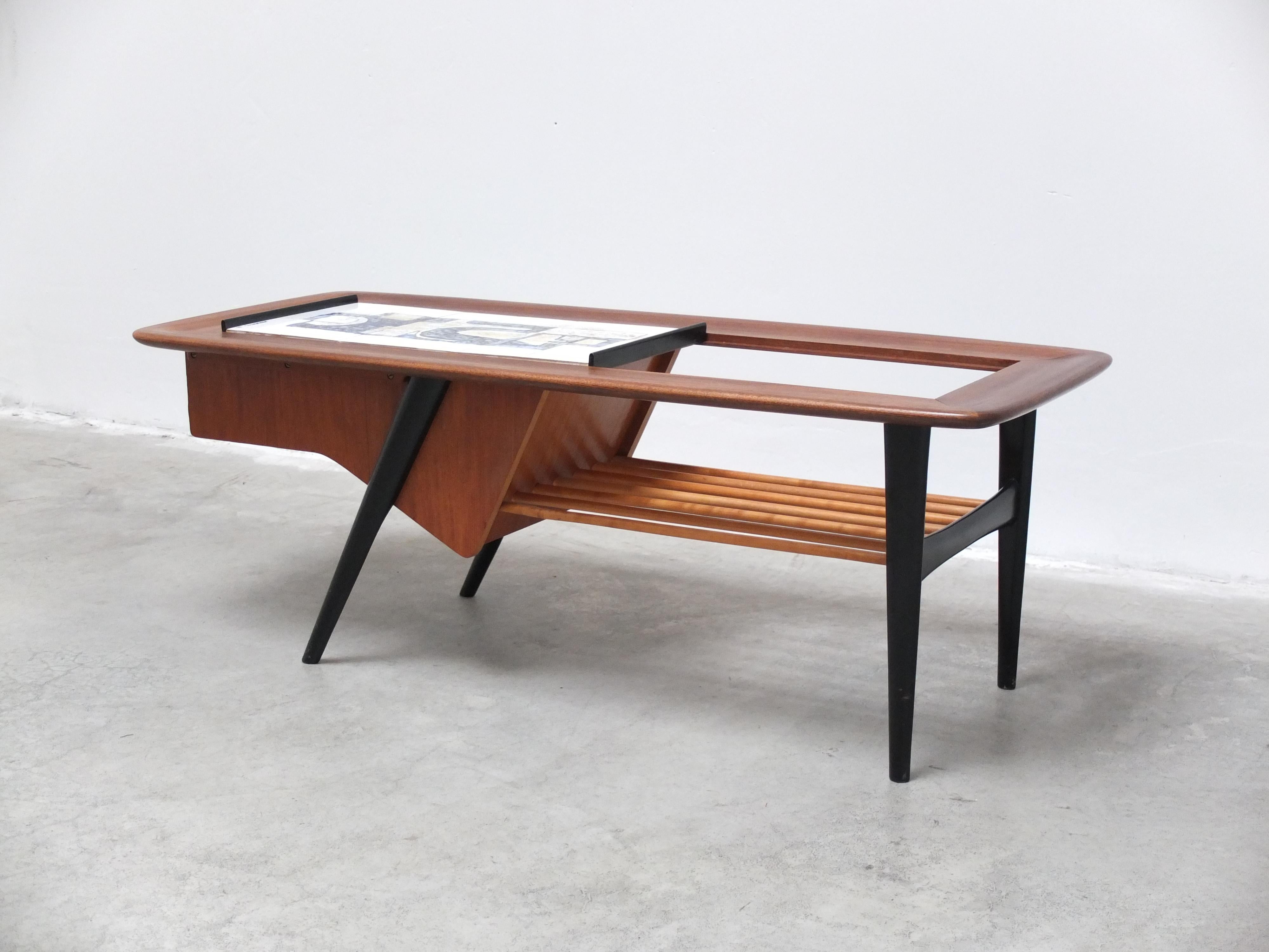 Decorative Coffee Table with Bar by Alfred Hendrickx for Belform, 1957 In Good Condition For Sale In Antwerpen, VAN