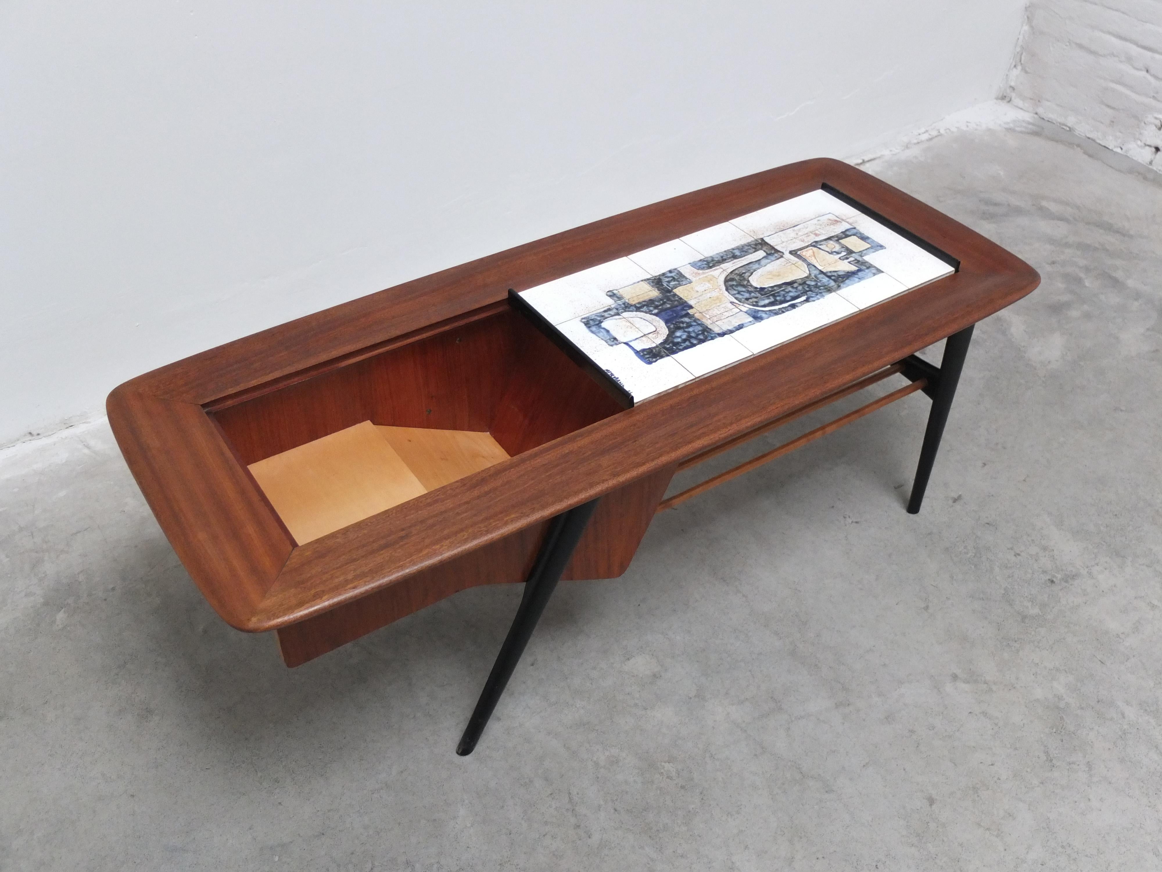 Decorative Coffee Table with Bar by Alfred Hendrickx for Belform, 1957 For Sale 2
