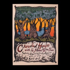 Decorative Concert Screenprint, Crowded House, American, Art Poster, Signed