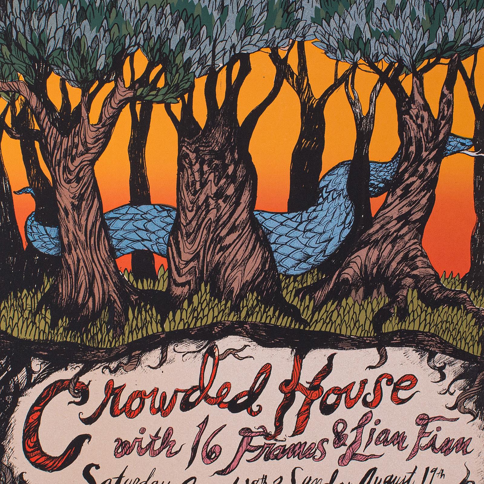 Américain Sérigraphie de concert décorative, Crowded House, affiche d'art américaine, signée en vente