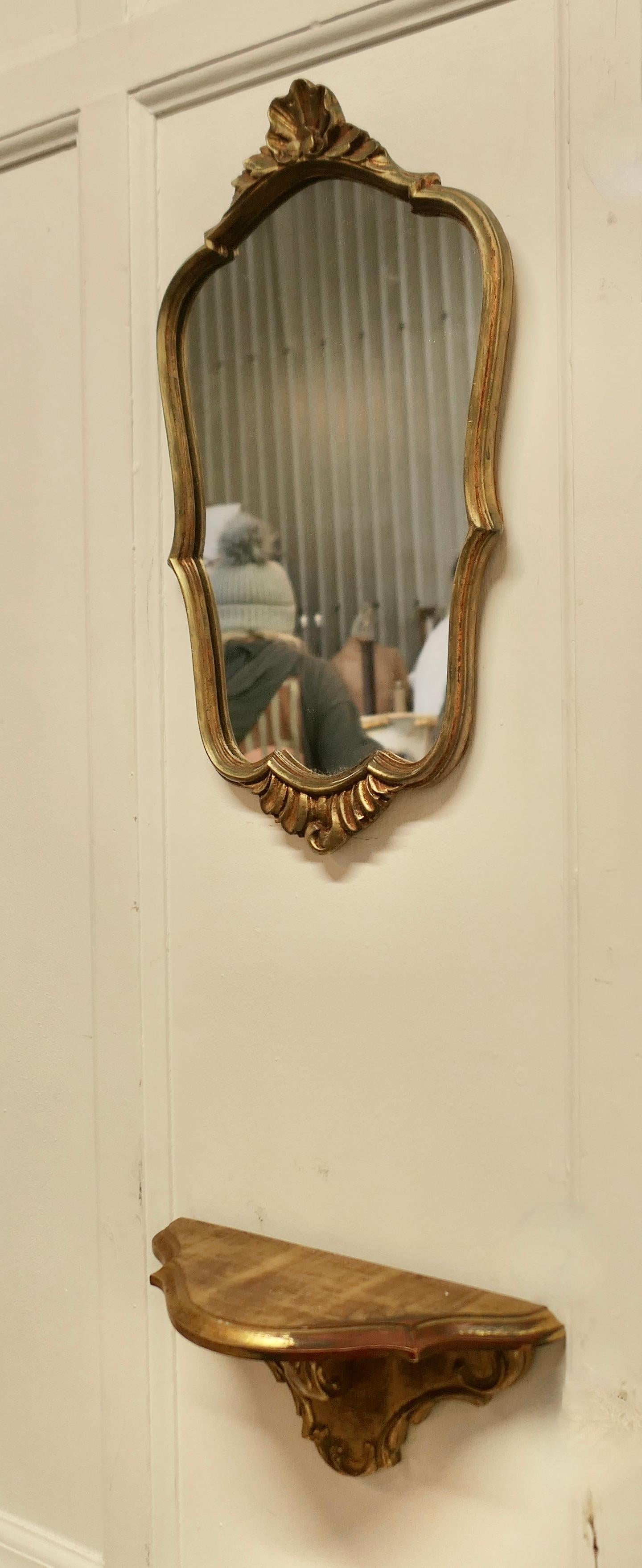 Early 20th Century Decorative Console Mirror with Shelf Under For Sale
