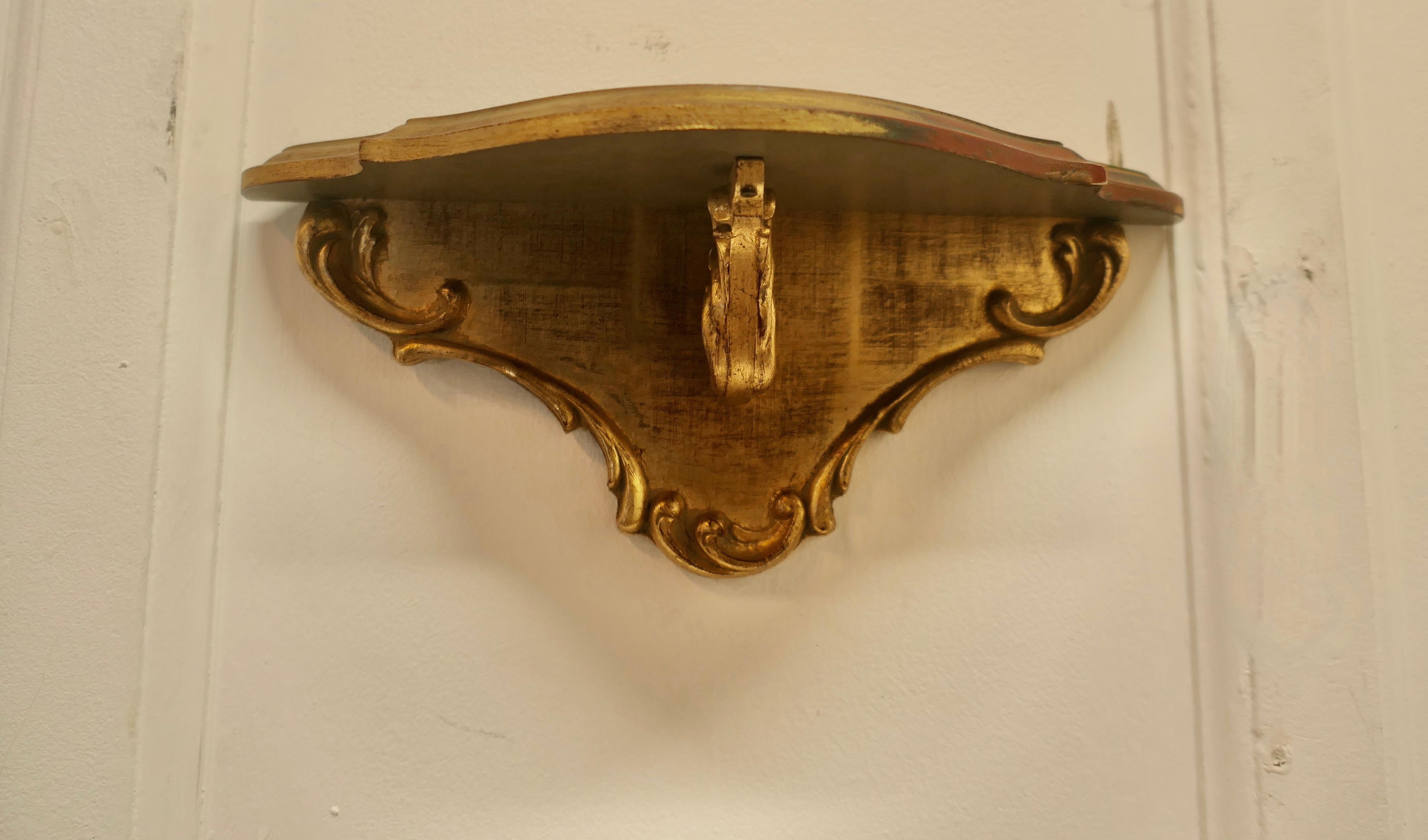 Giltwood Decorative Console Mirror with Shelf Under For Sale