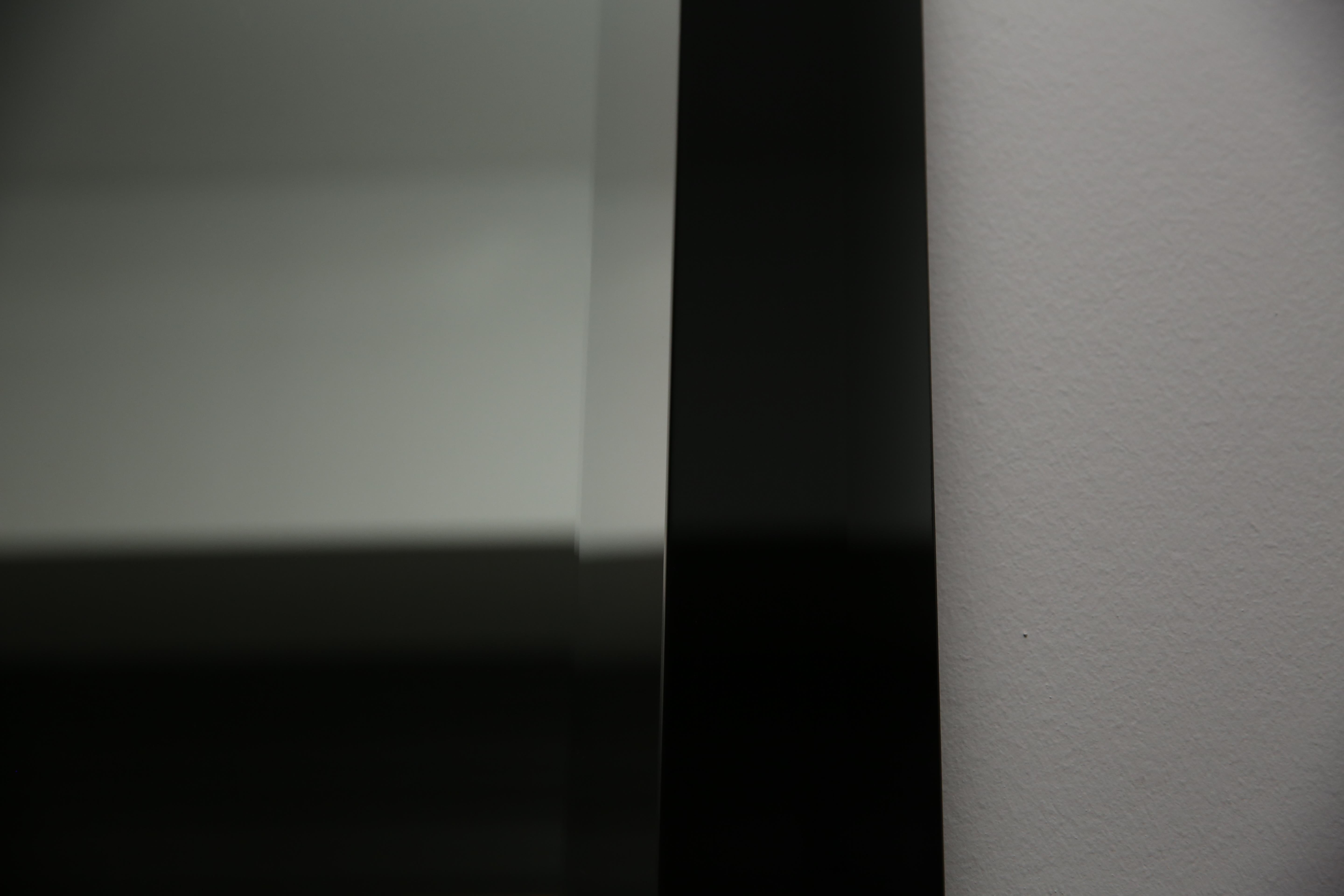20th Century Decorative Contemporary Rectangle Beveled Edge Black Glass Mirror 4