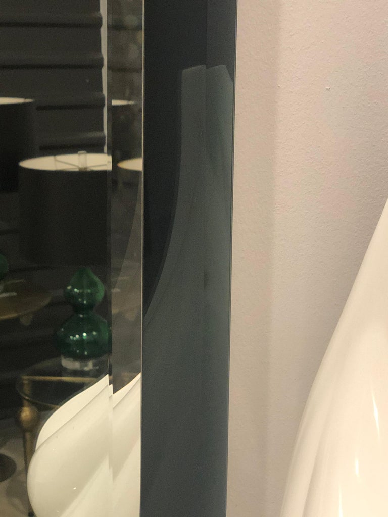 Decorative Contemporary Beveled Edge Black Glass Mirror For Sale at 1stdibs