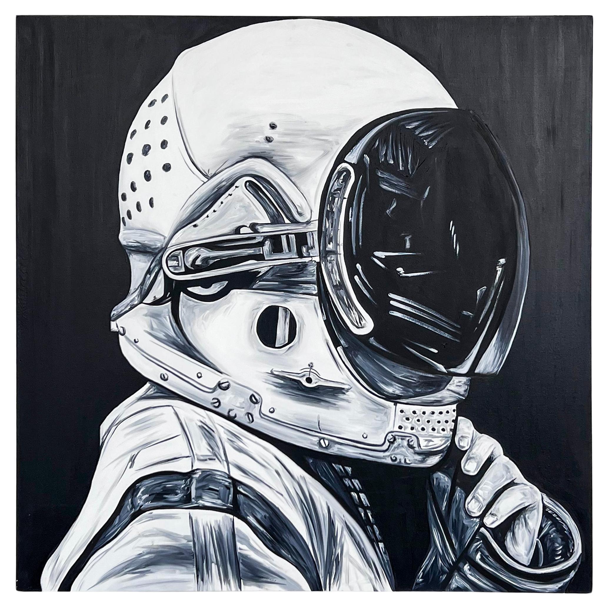 Contemporary Artwork - Astronaut - Kosmonaut schwarz und weiß  im Angebot