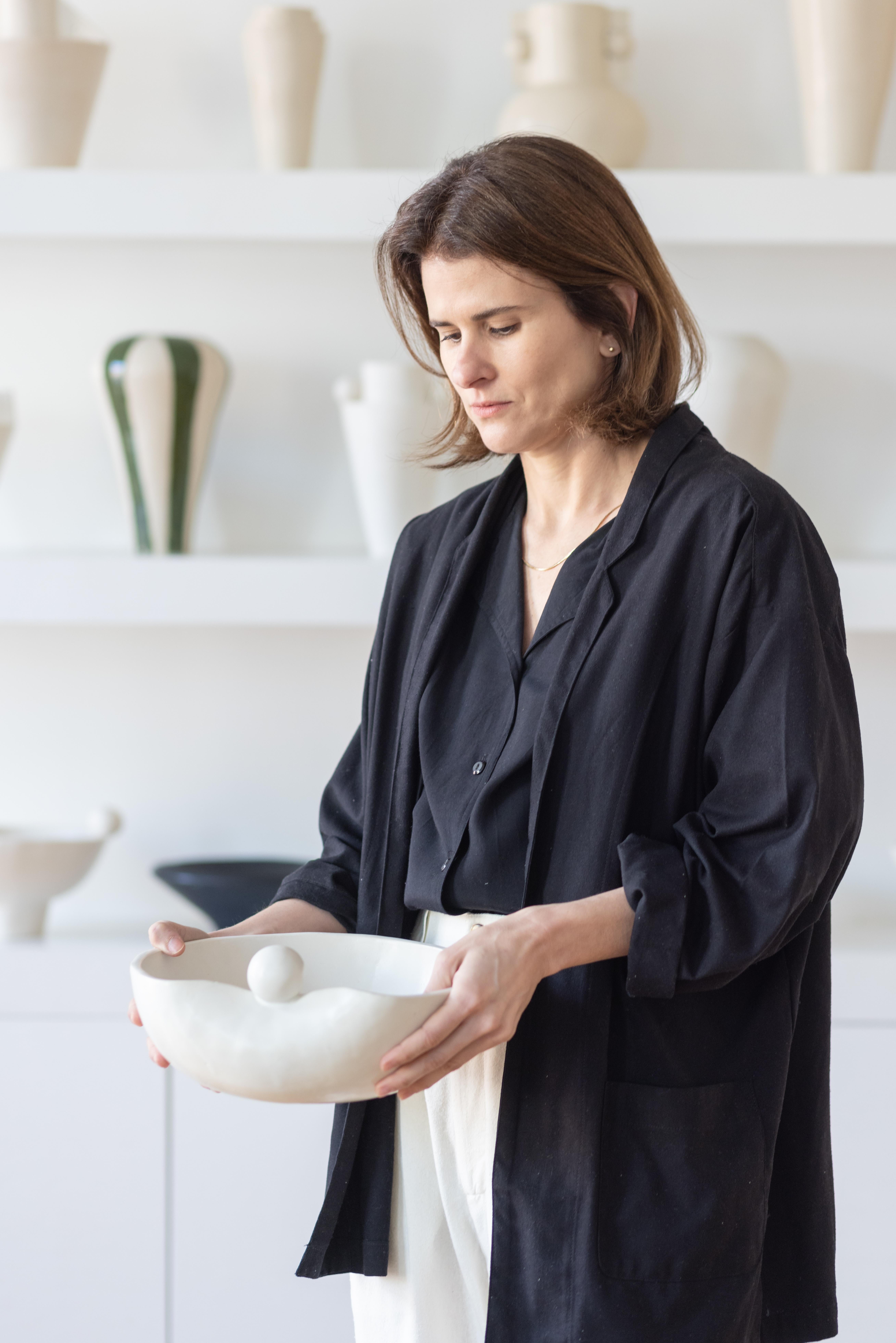 Decorative Contemporary Curved Handmade Ceramic Bowl For Sale 5