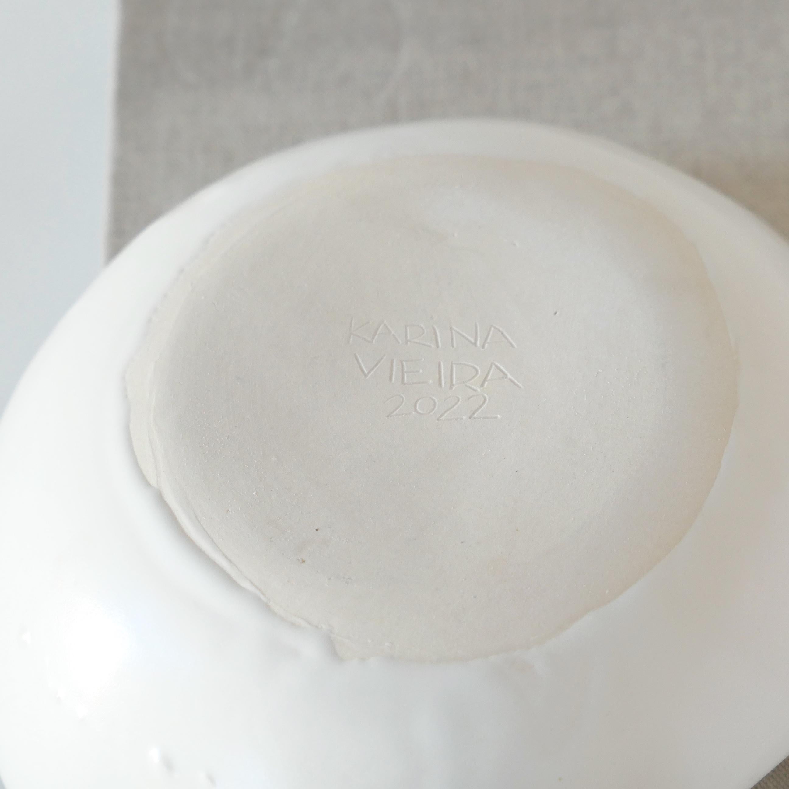Decorative Contemporary Curved Handmade Ceramic Bowl For Sale 1