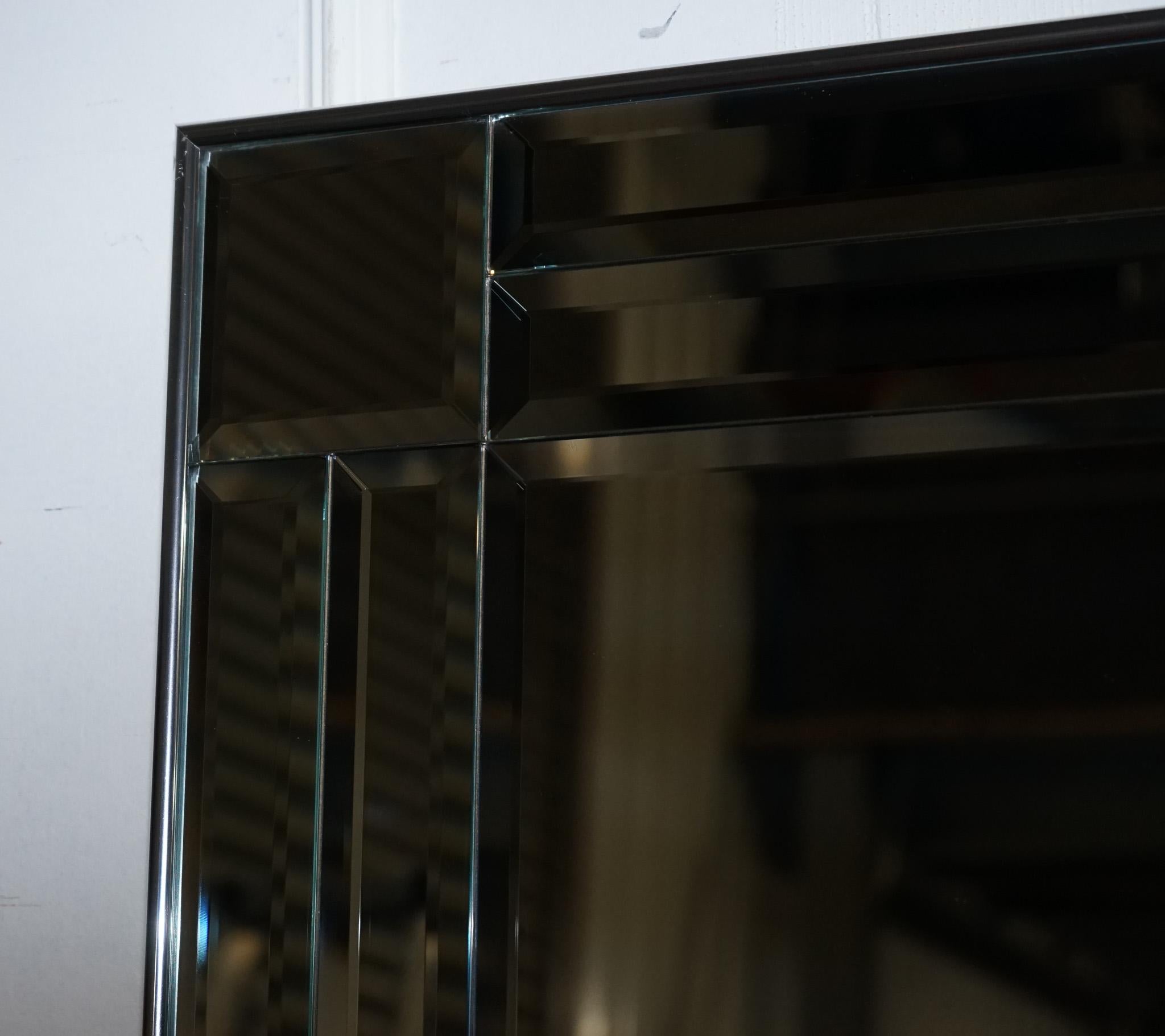 Hand-Carved DECORATIVE CONTEMPORARY RECTANGLE WALL MIRROR WiTH BEVELED GLASS GREY FRAME For Sale