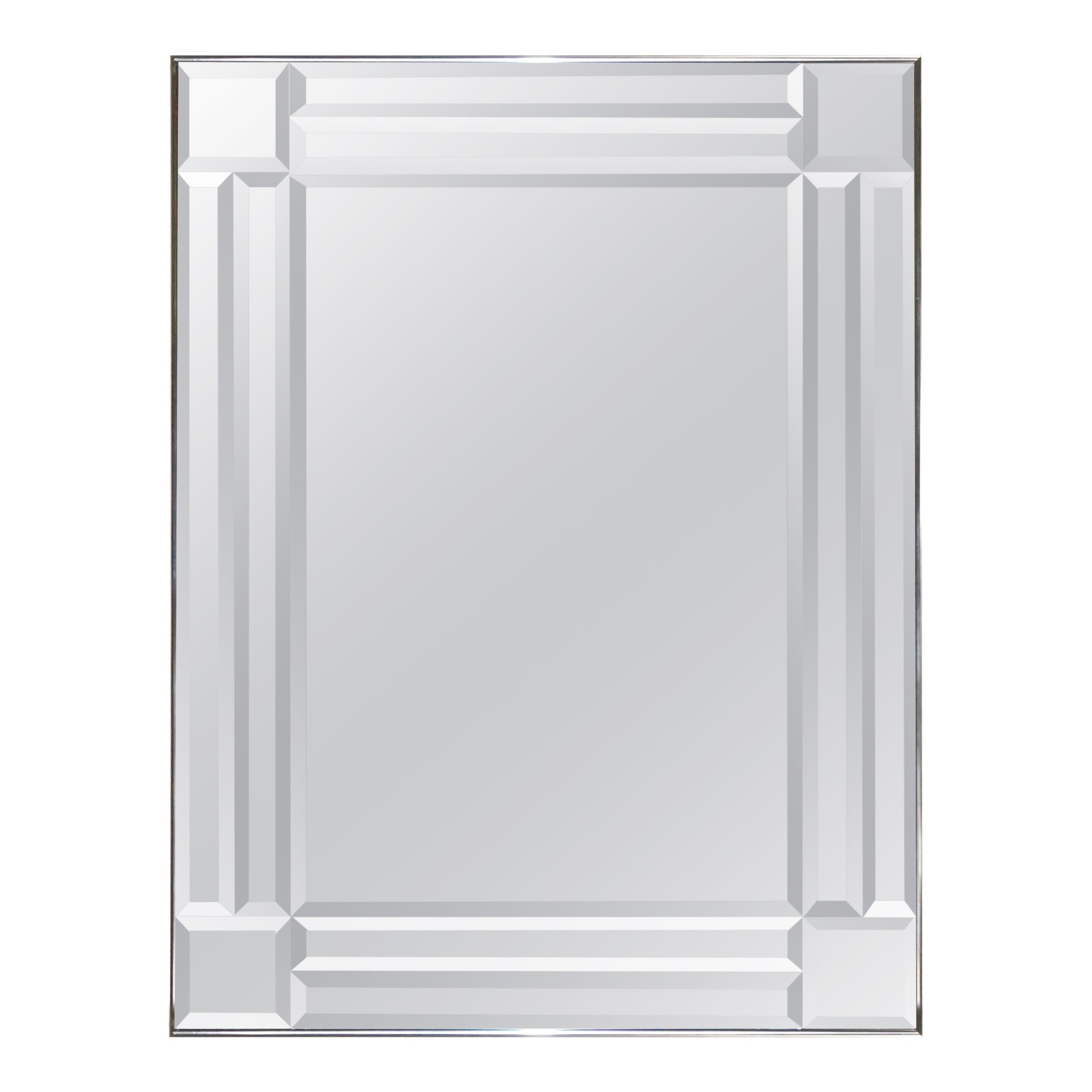 DECORATIVE CONTEMPORARY RECTANGLE WALL MIRROR WiTH BEVELED GLASS GREY FRAME For Sale