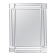 DECORATIVE CONTEMPORARY RECTANGLE WALL MIRROR WiTH BEVELED GLASS GREY FRAME