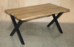 DECORATIVE CONTEMPORARY X FRAMED DINING TABLE & BENCHES PART OF A DiNING SUITE