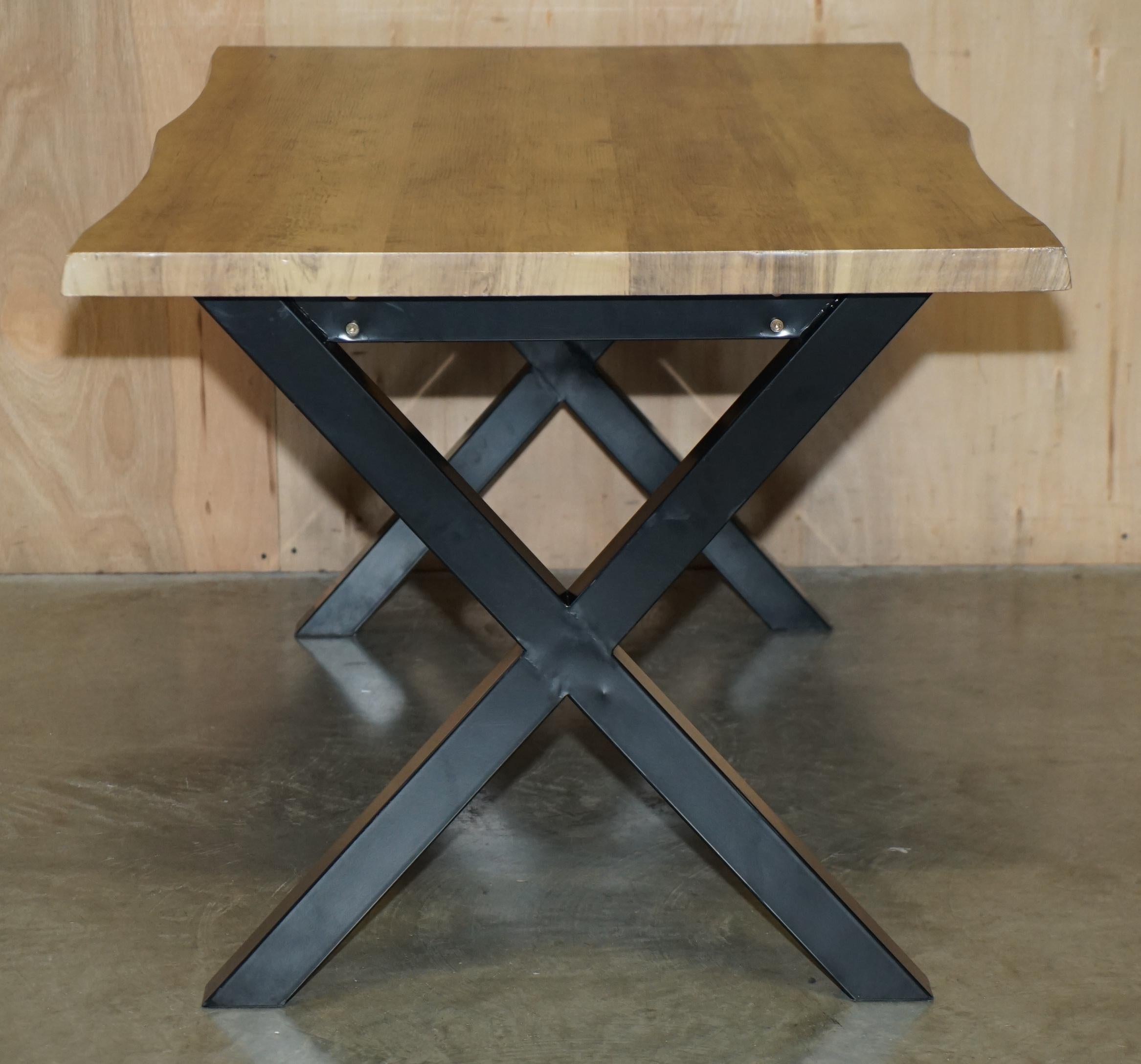 DECORATIVE CONTEMPORARY X FRAMED DINING TABLE & BENCHES PART OF A DiNING SUITE For Sale 1