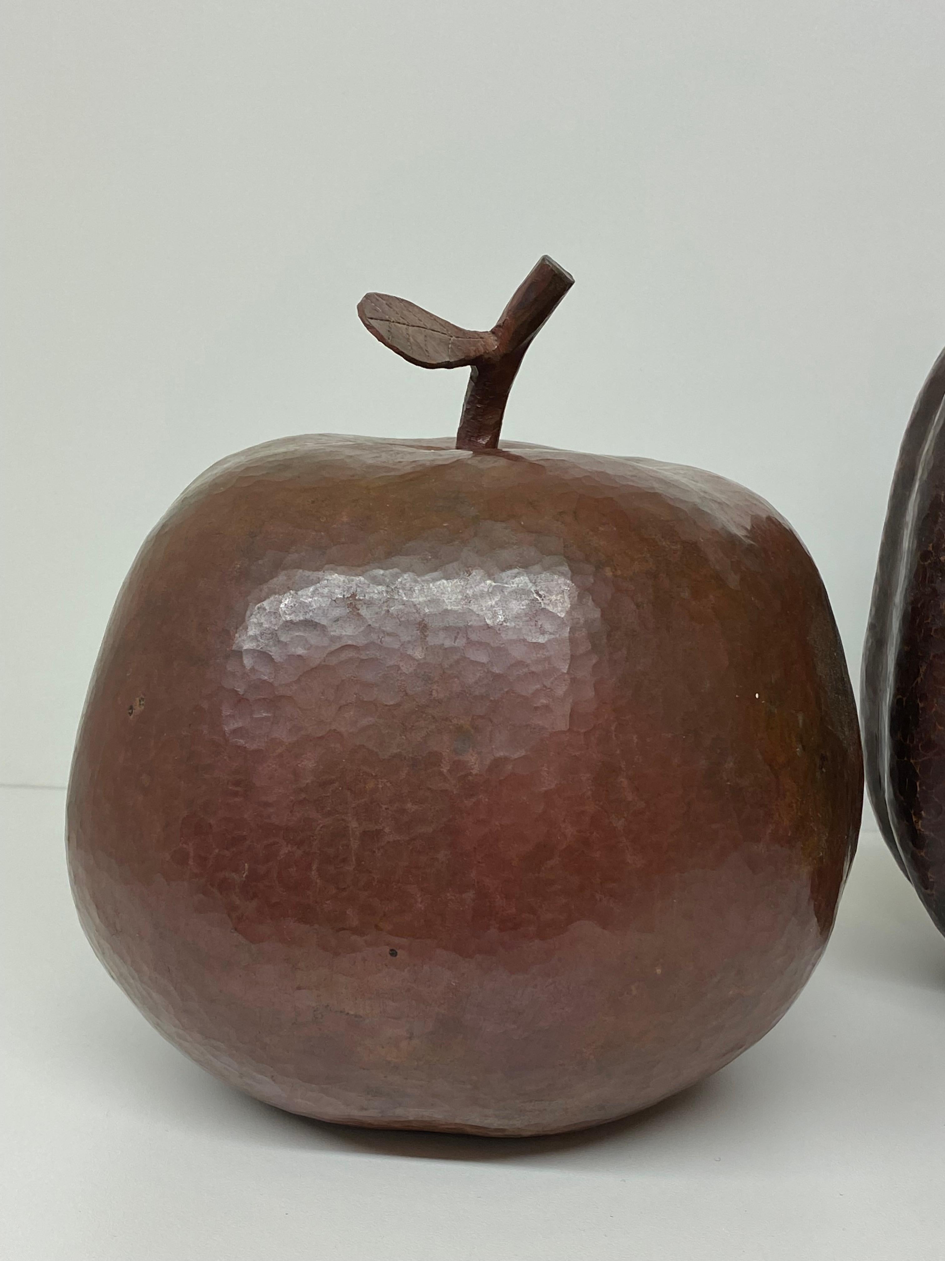 Hammered Decorative Copper Apple Pear Pumpkin Sculpture For Sale