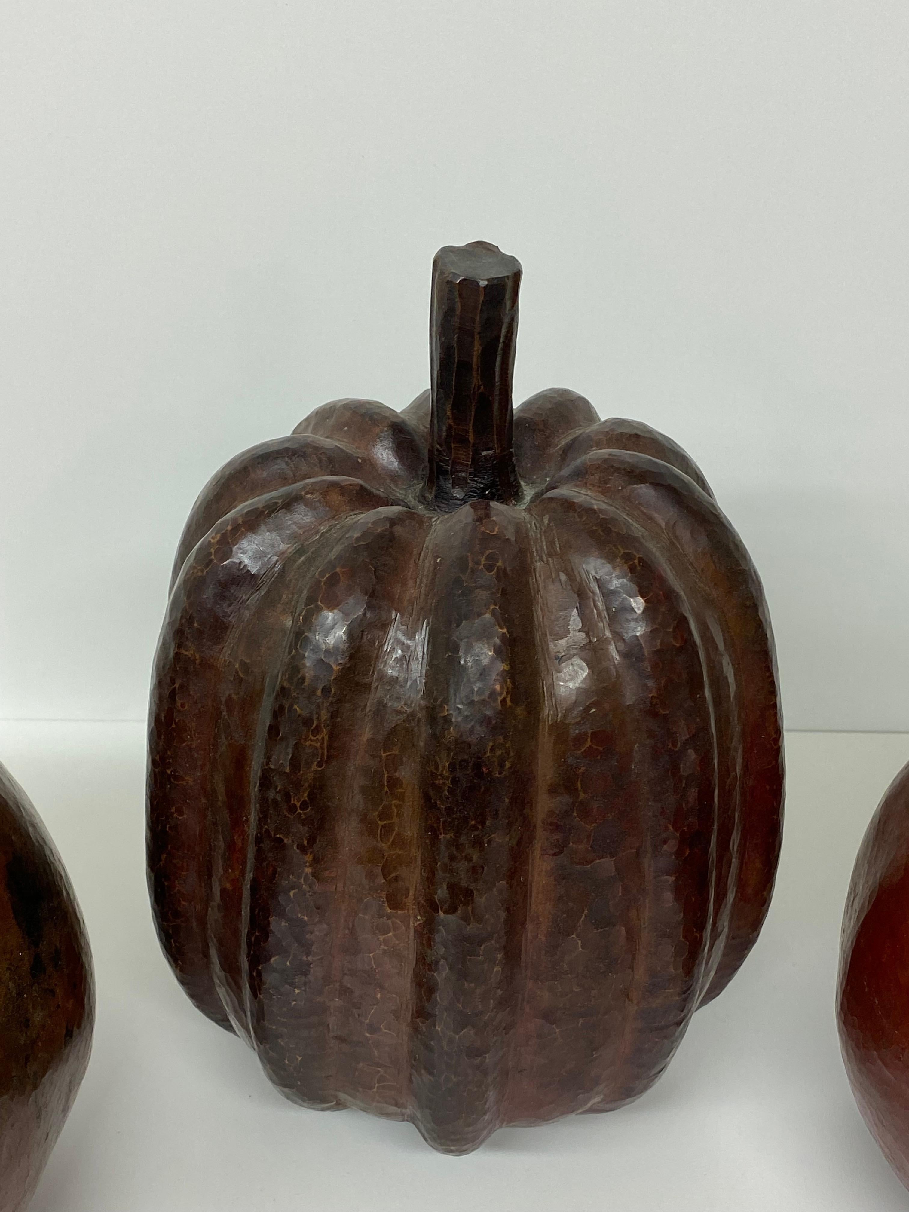 Decorative Copper Apple Pear Pumpkin Sculpture In Good Condition For Sale In North Hollywood, CA
