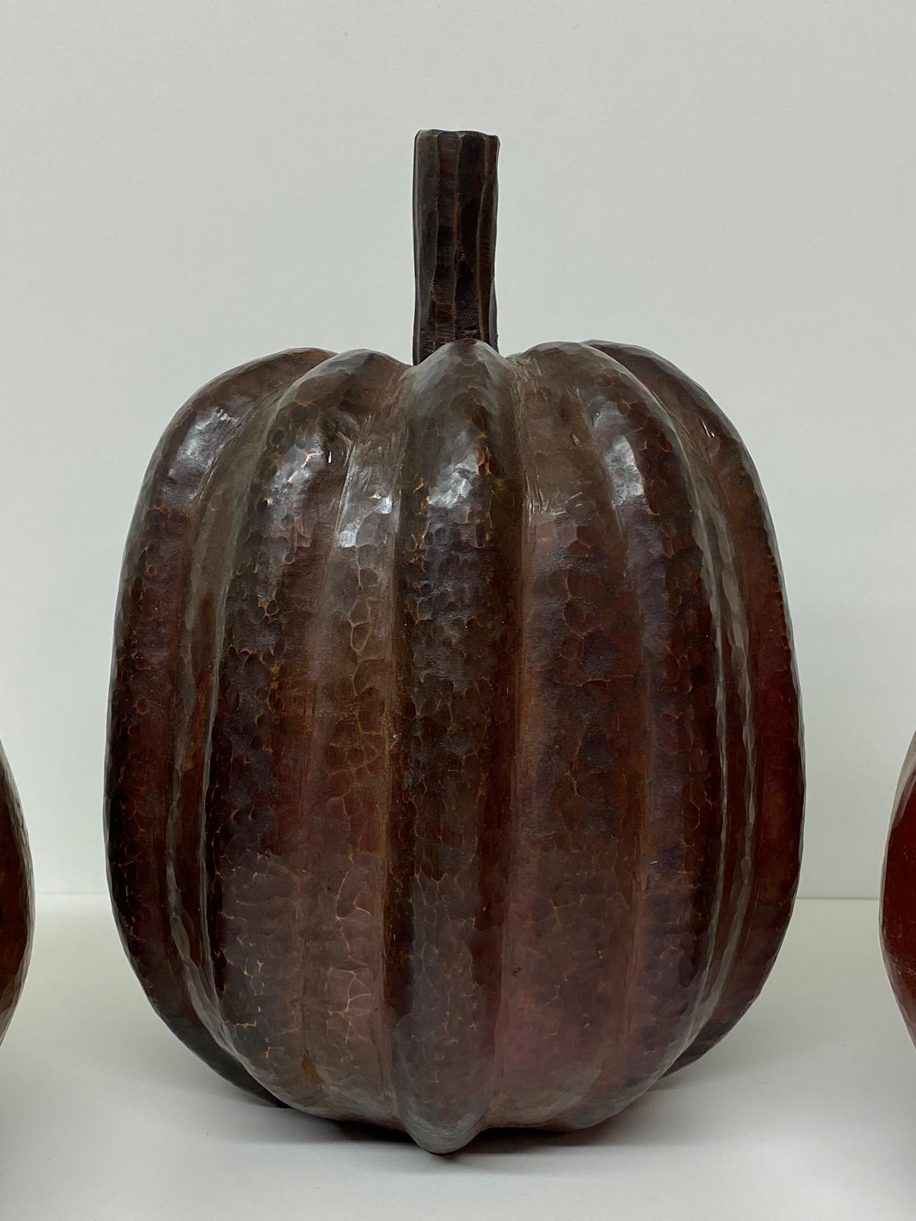 Late 20th Century Decorative Copper Apple Pear Pumpkin Sculpture For Sale