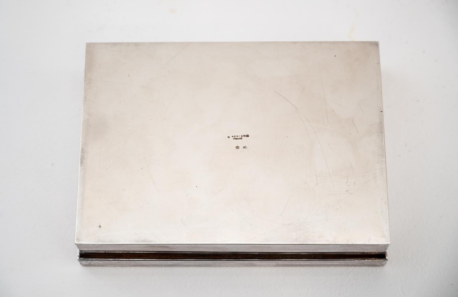 Silver Plate Decorative Cork Lined Box by R Debladis Paris For Sale