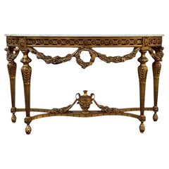 Decorative Crafts French Neo-Classical Style Giltwood 
Marble Console Table