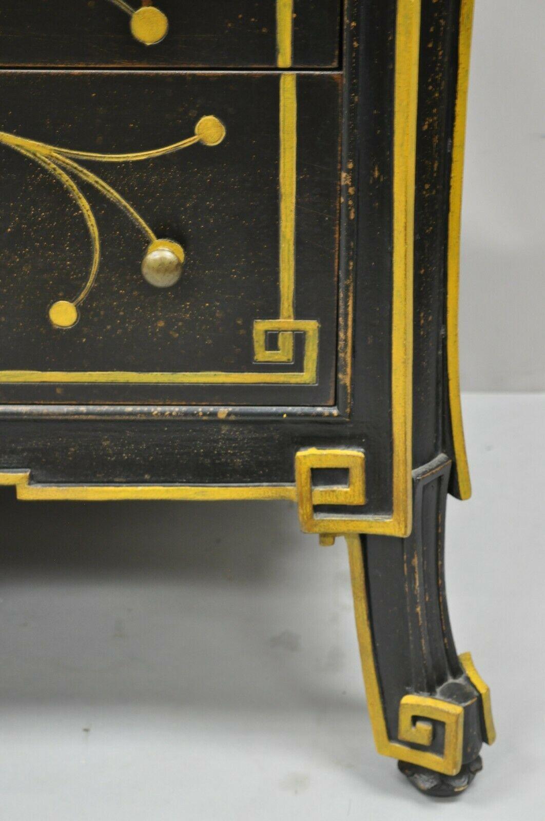 Decorative Crafts Inc Black Ebonized Regency 2 Drawer Commode Dresser Chest For Sale 3