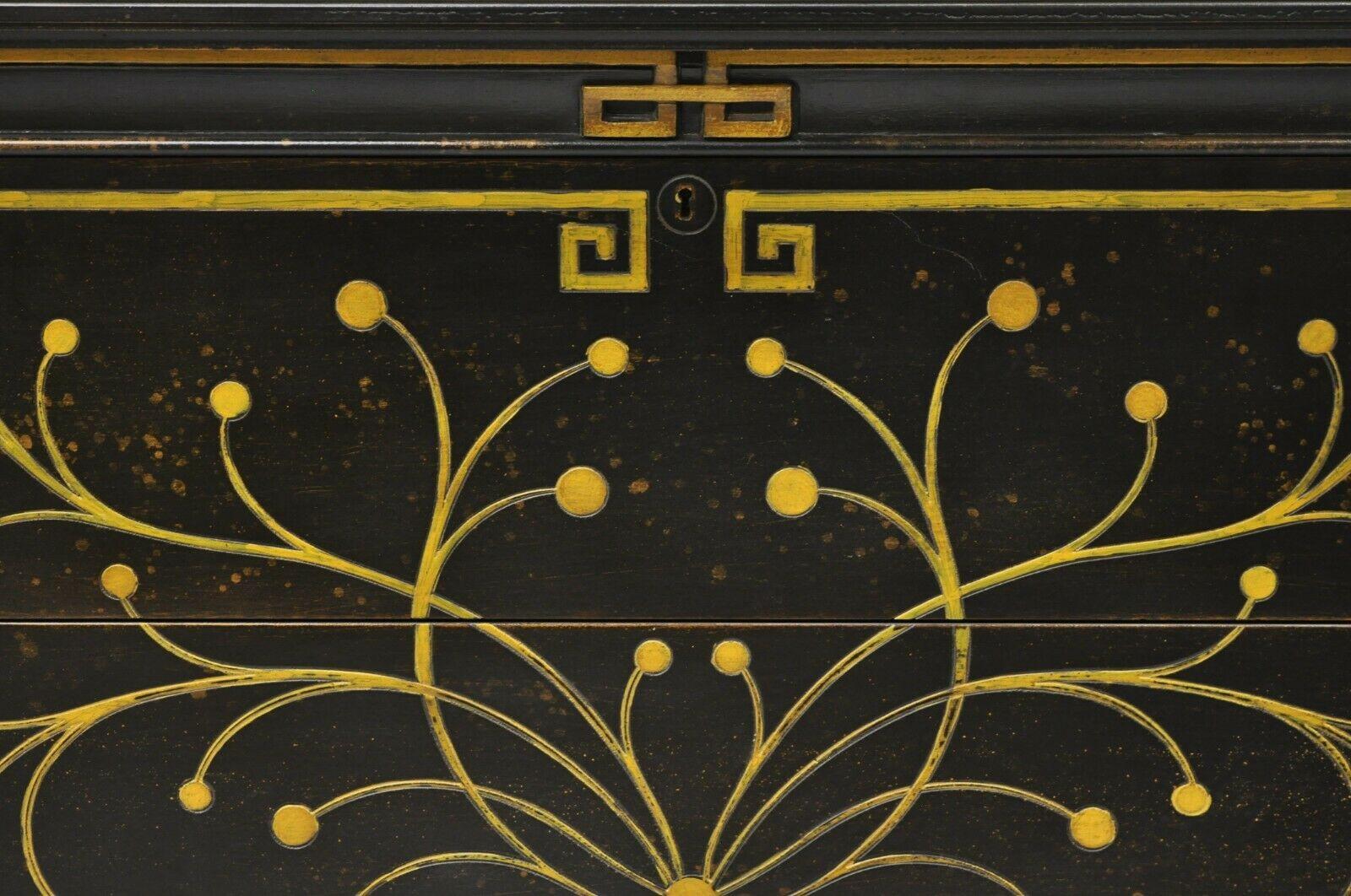 Commode à 2 tiroirs Regency noire en bois d'ébène décoratif Crafts Inc Bon état - En vente à Philadelphia, PA