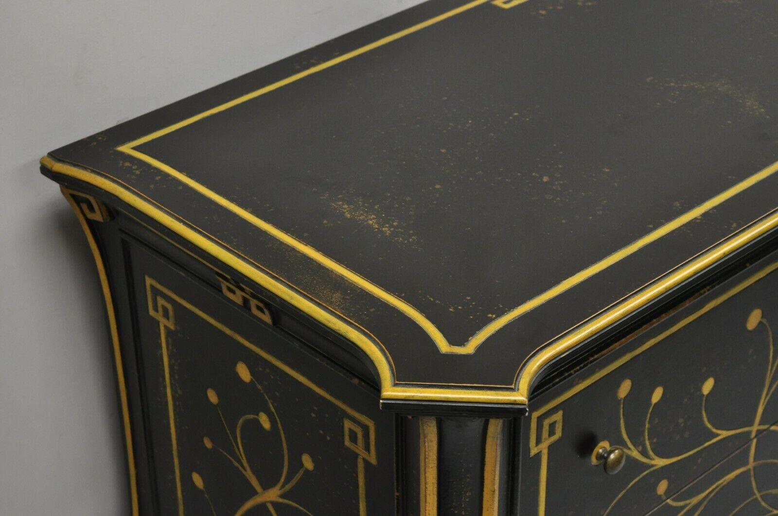 Decorative Crafts Inc Black Ebonized Regency 2 Drawer Commode Dresser Chest For Sale 1