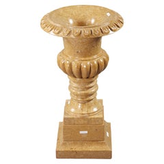 Decorative Cratervase Natural Marble in Golden Yellow