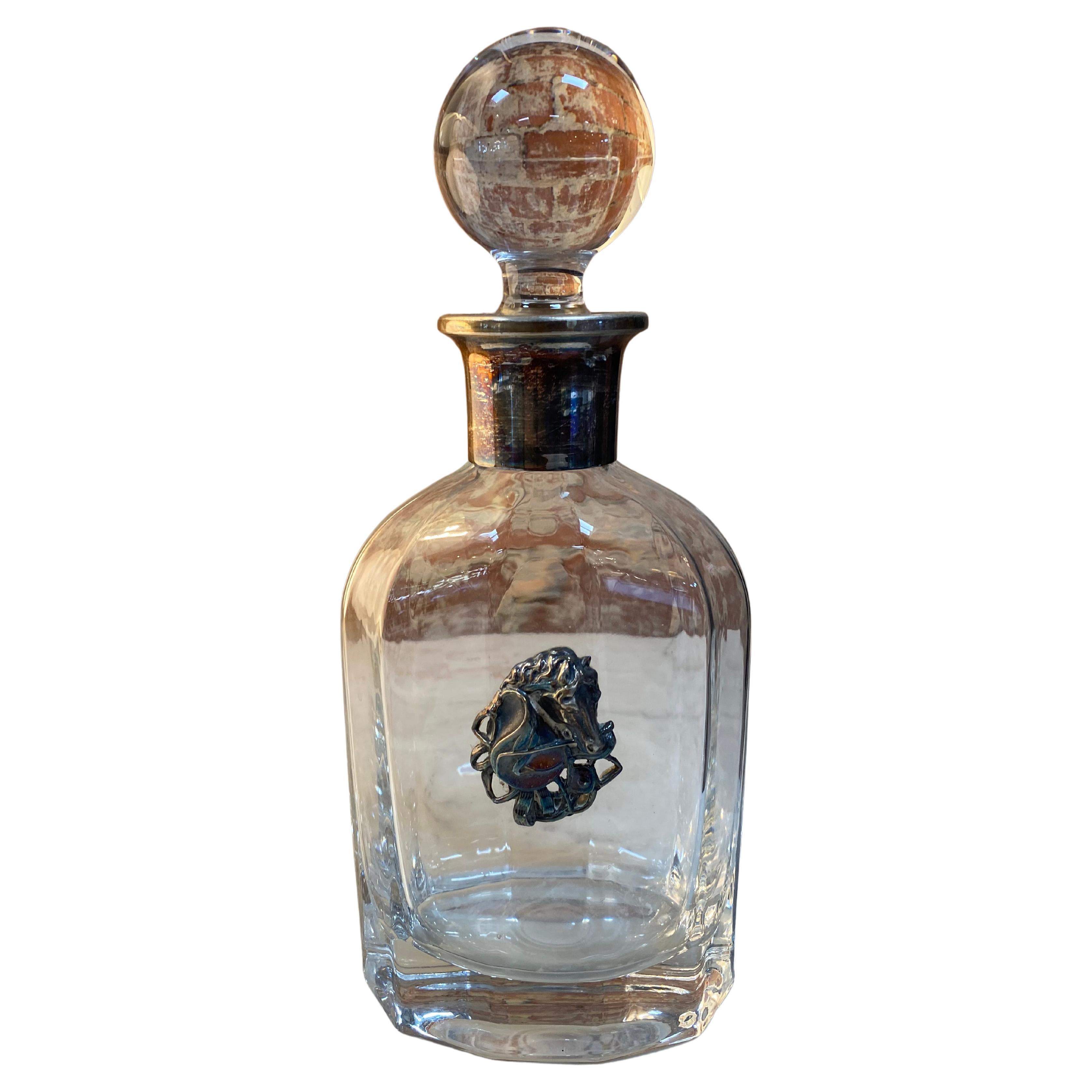 Decorative Crystal and Silver Bottle, 1950s For Sale