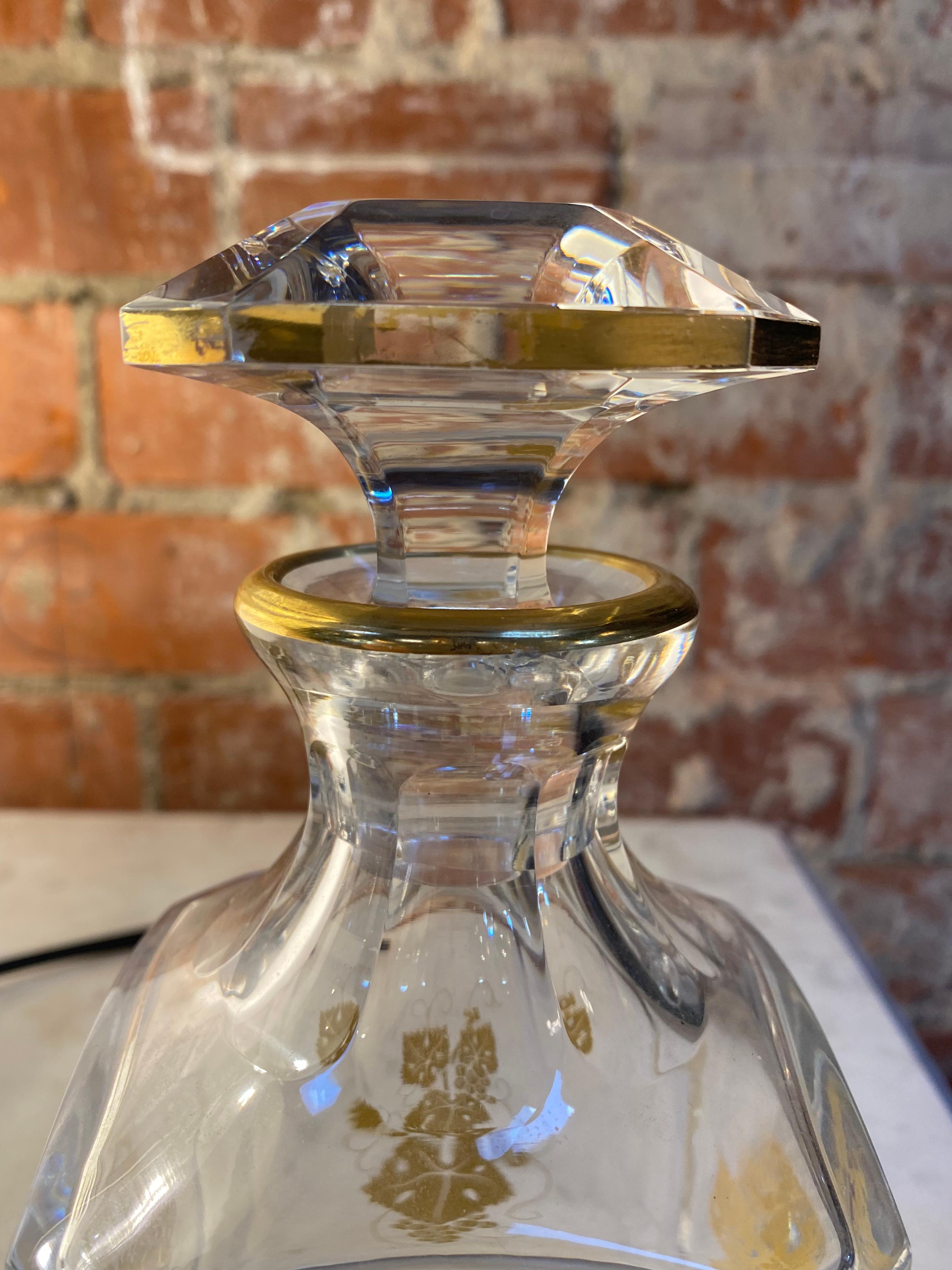 Italian Decorative Crystal Bottle 1950s For Sale