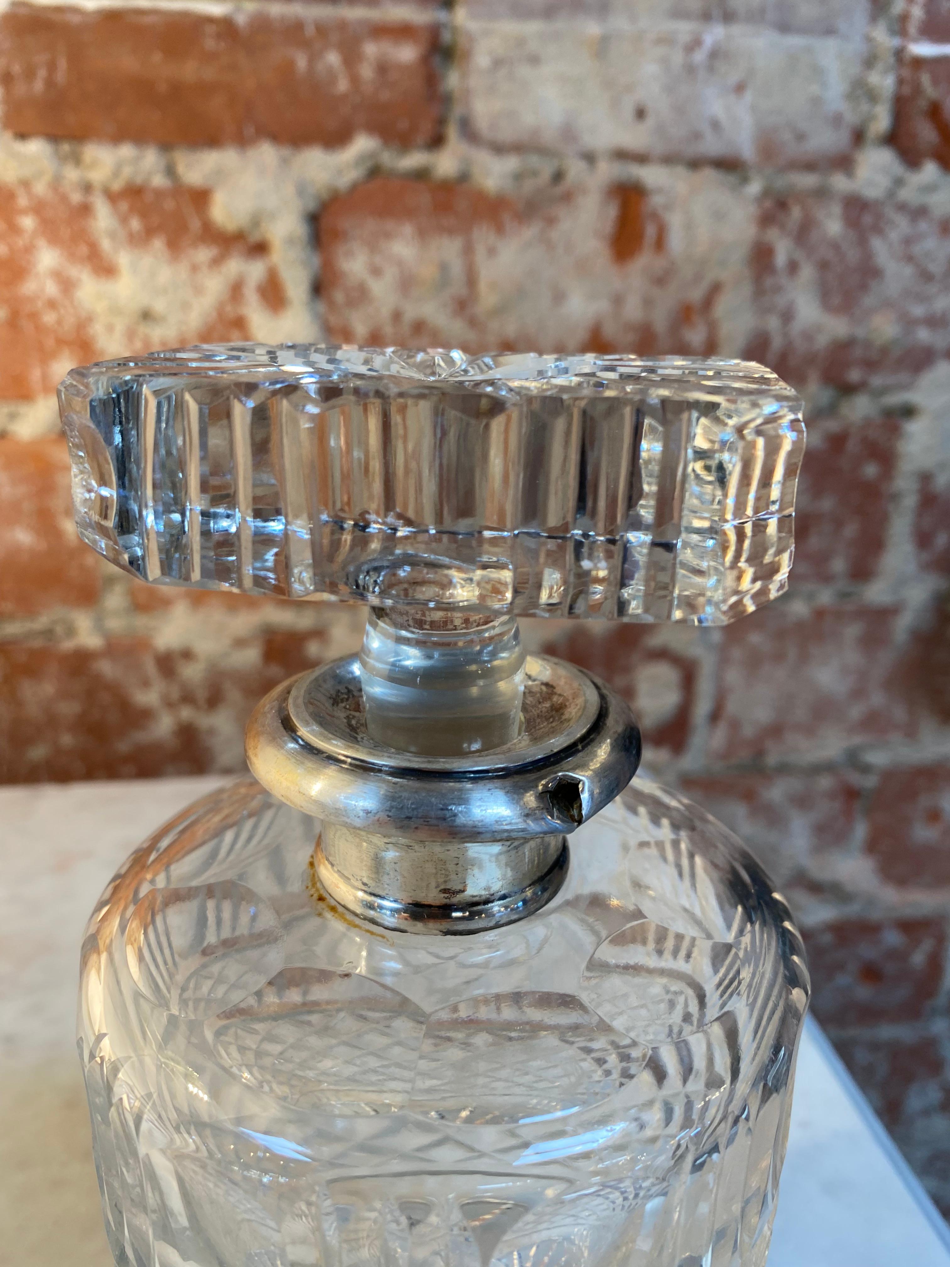 Italian Decorative Crystal Bottle Made in Italy, 1950s For Sale