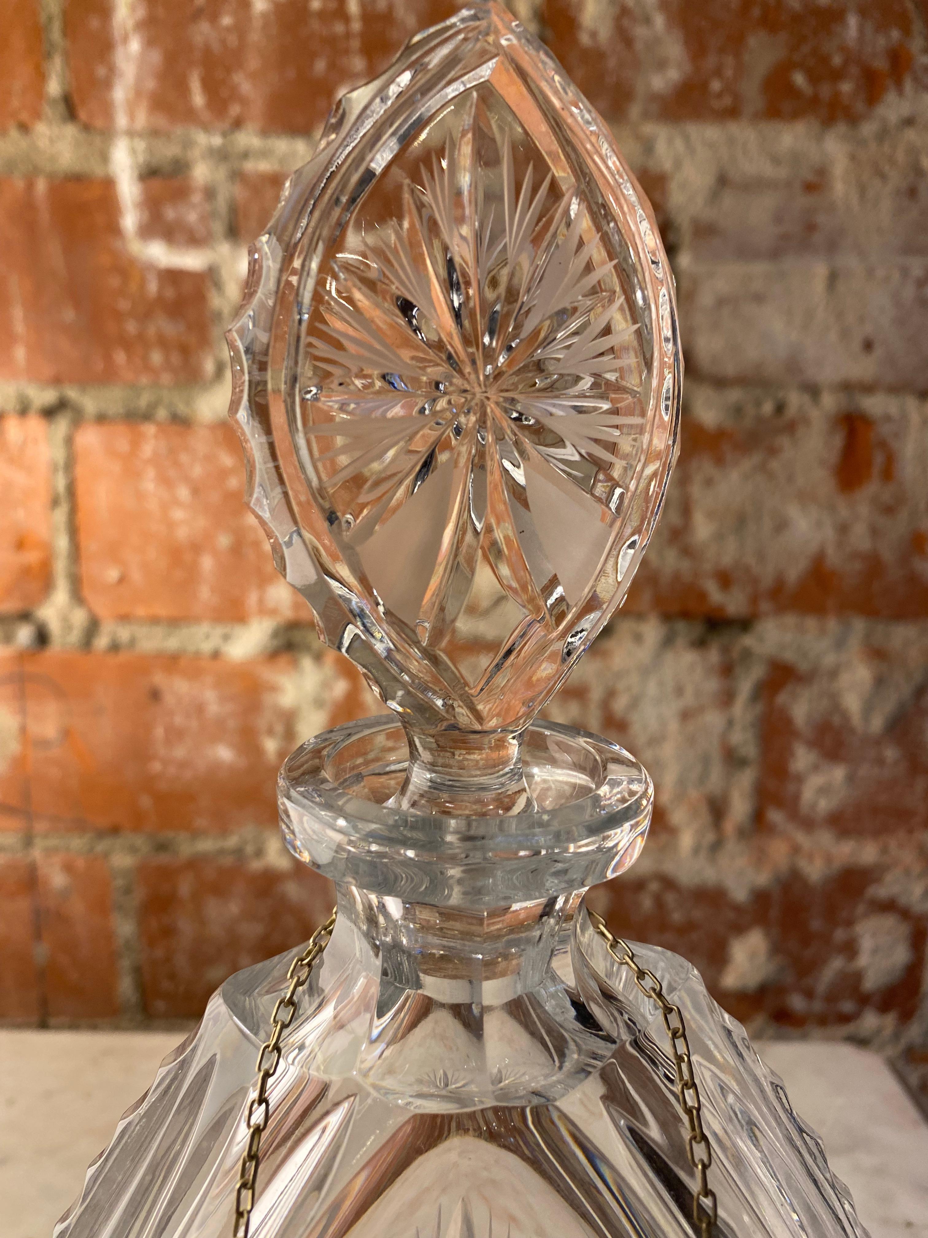 Mid-Century Modern Decorative Crystal Decanter / Bottle Made in Italy, 1950s For Sale