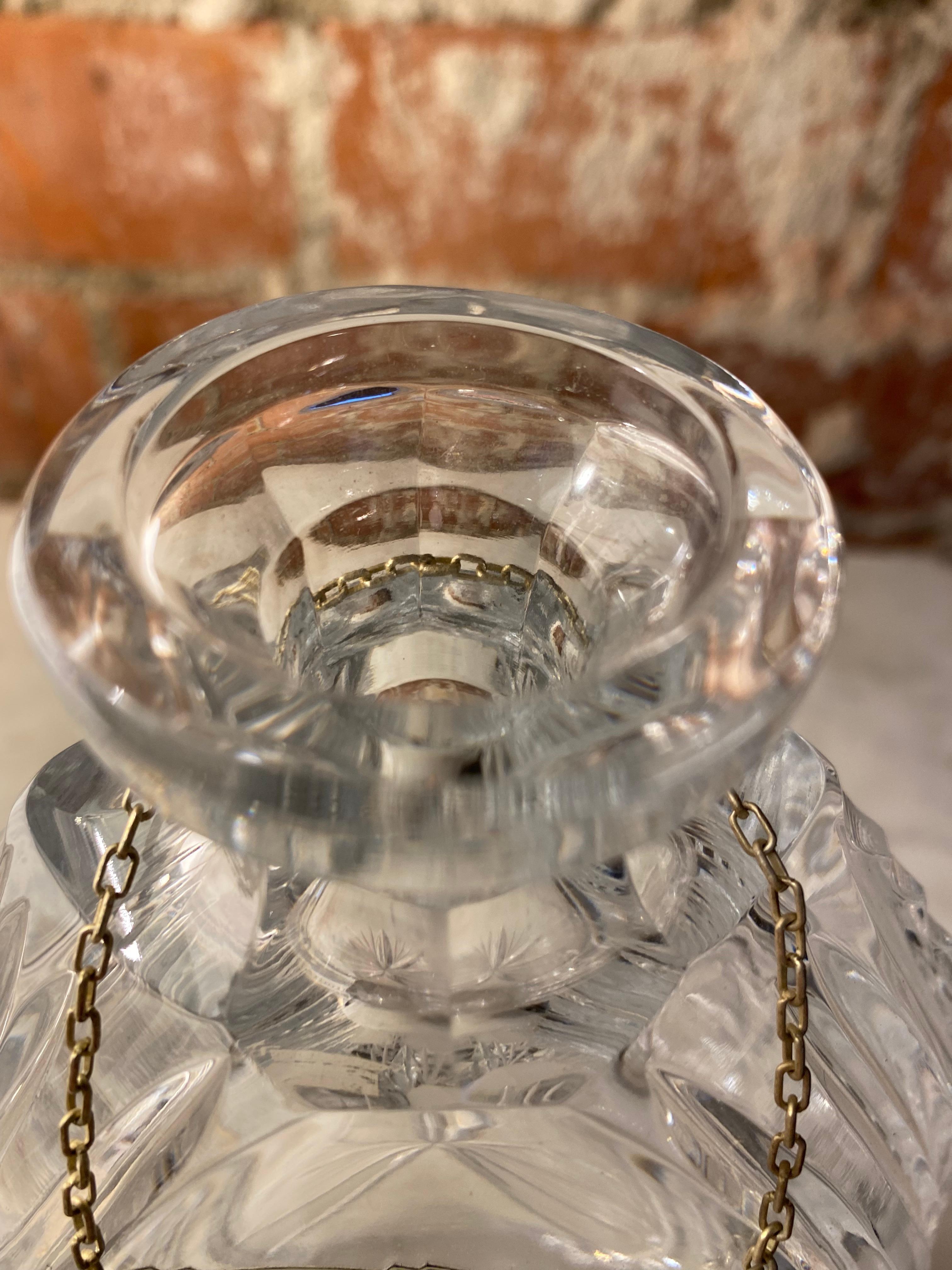 Italian Decorative Crystal Decanter / Bottle Made in Italy, 1950s For Sale