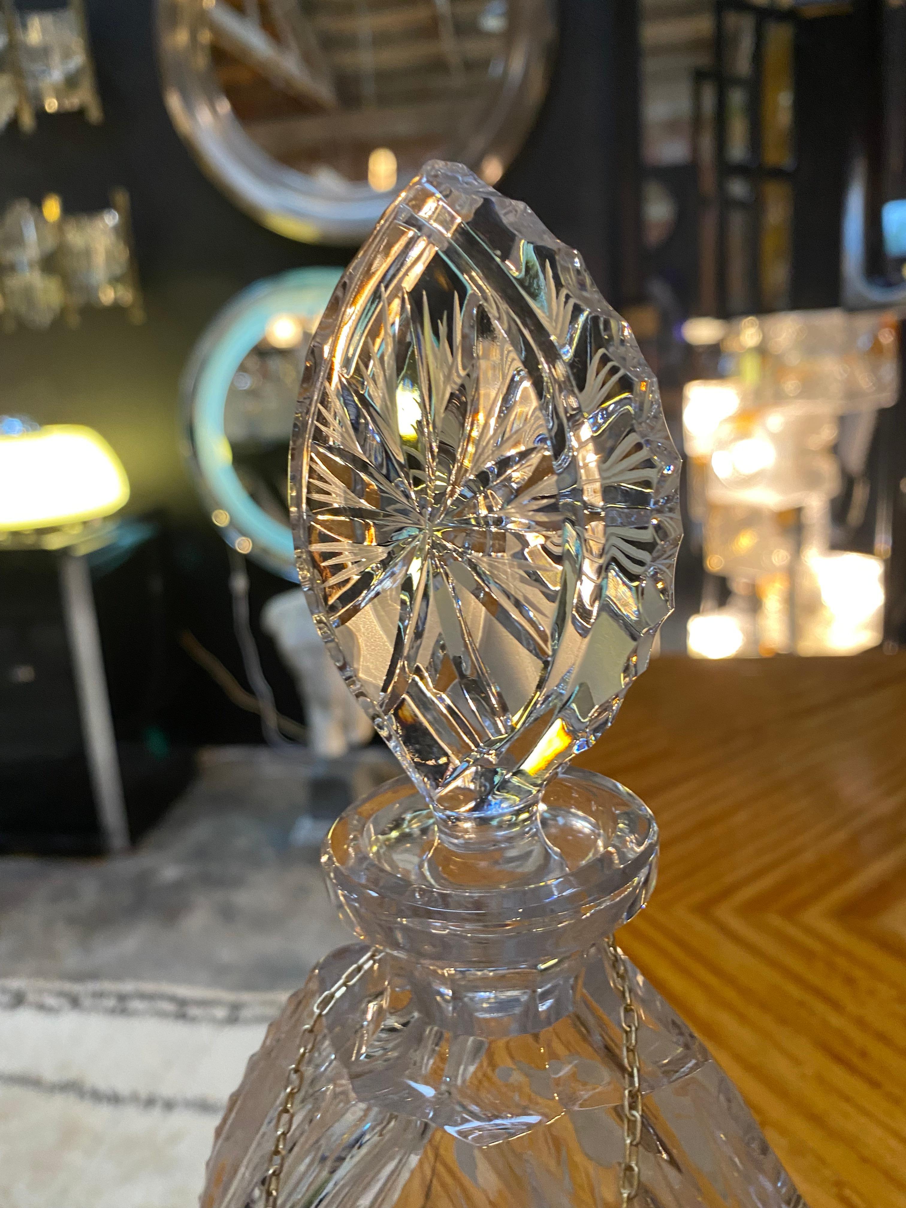 Decorative Crystal Decanter / Bottle Made in Italy, 1950s In Good Condition For Sale In Los Angeles, CA