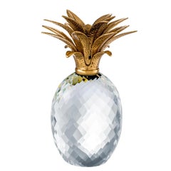 Decorative Crystal Glass Pineapple With Brass Finish