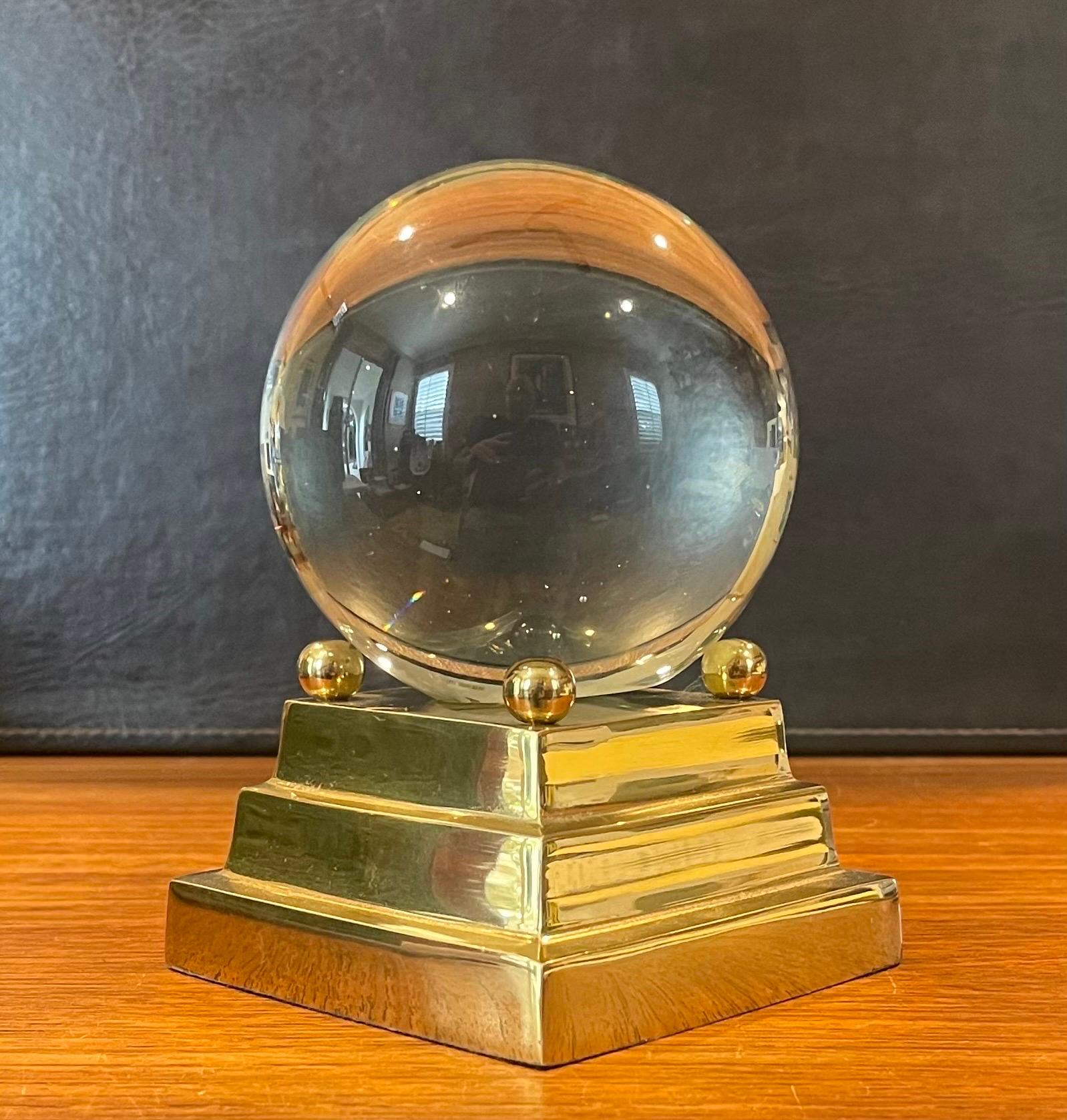  Decorative Crystal Sphere on Brass Base For Sale 3