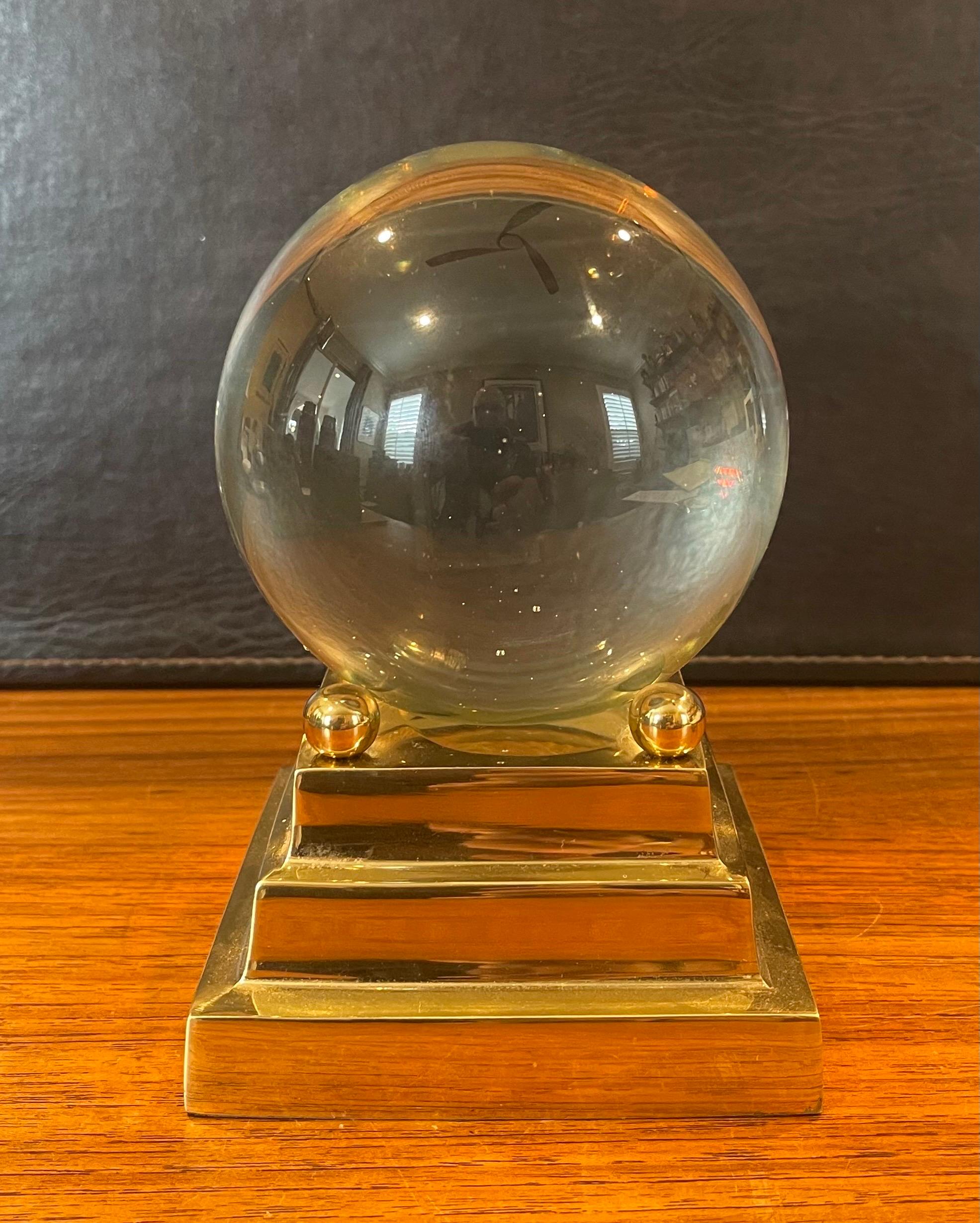  Decorative Crystal Sphere on Brass Base For Sale 5