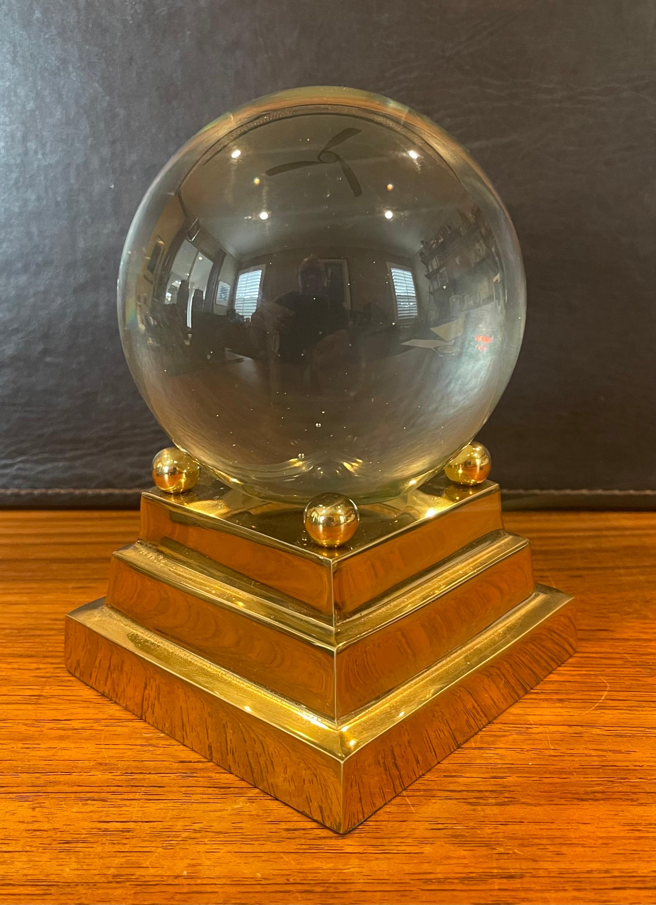  Decorative Crystal Sphere on Brass Base For Sale 6
