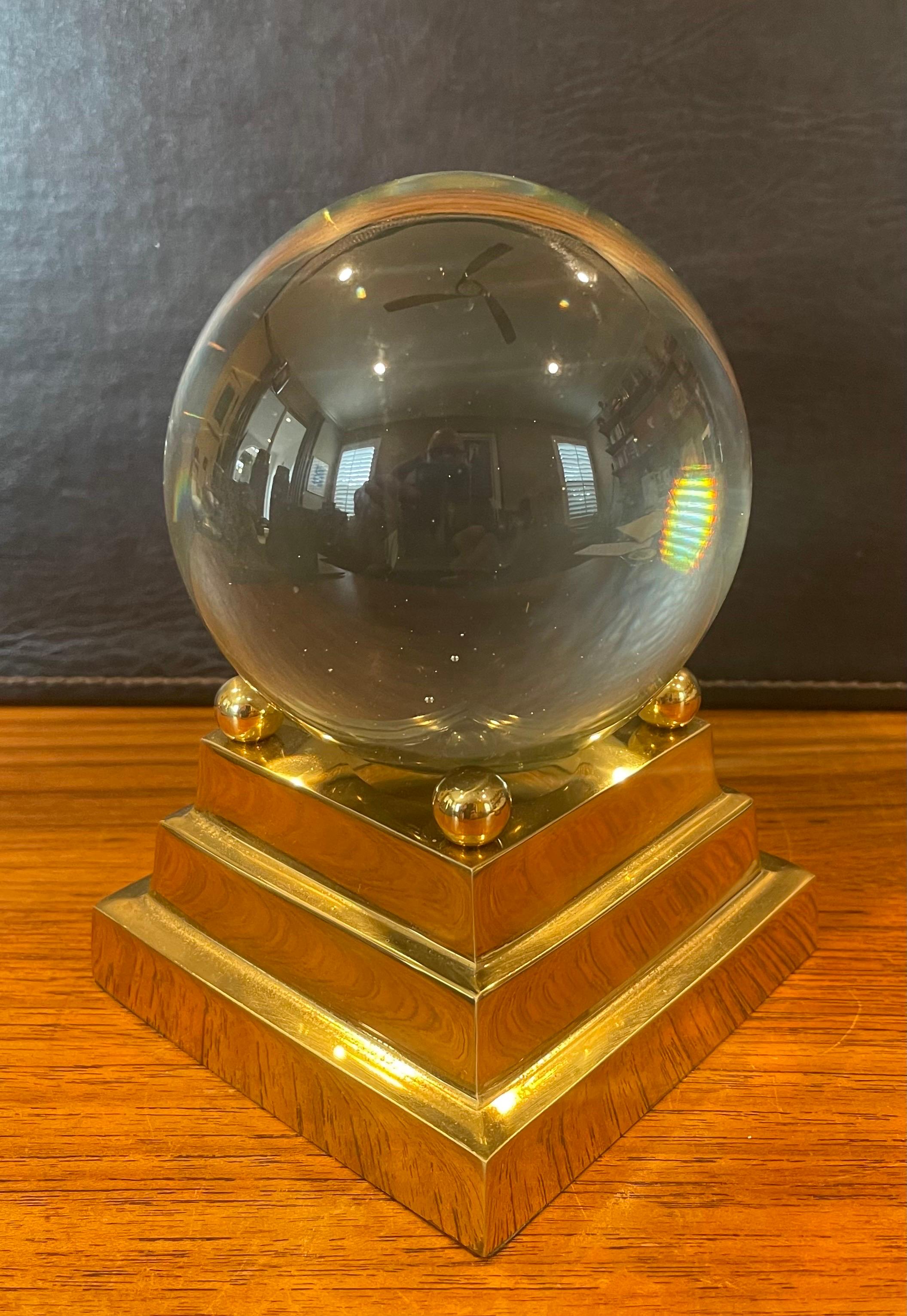  Decorative Crystal Sphere on Brass Base For Sale 7