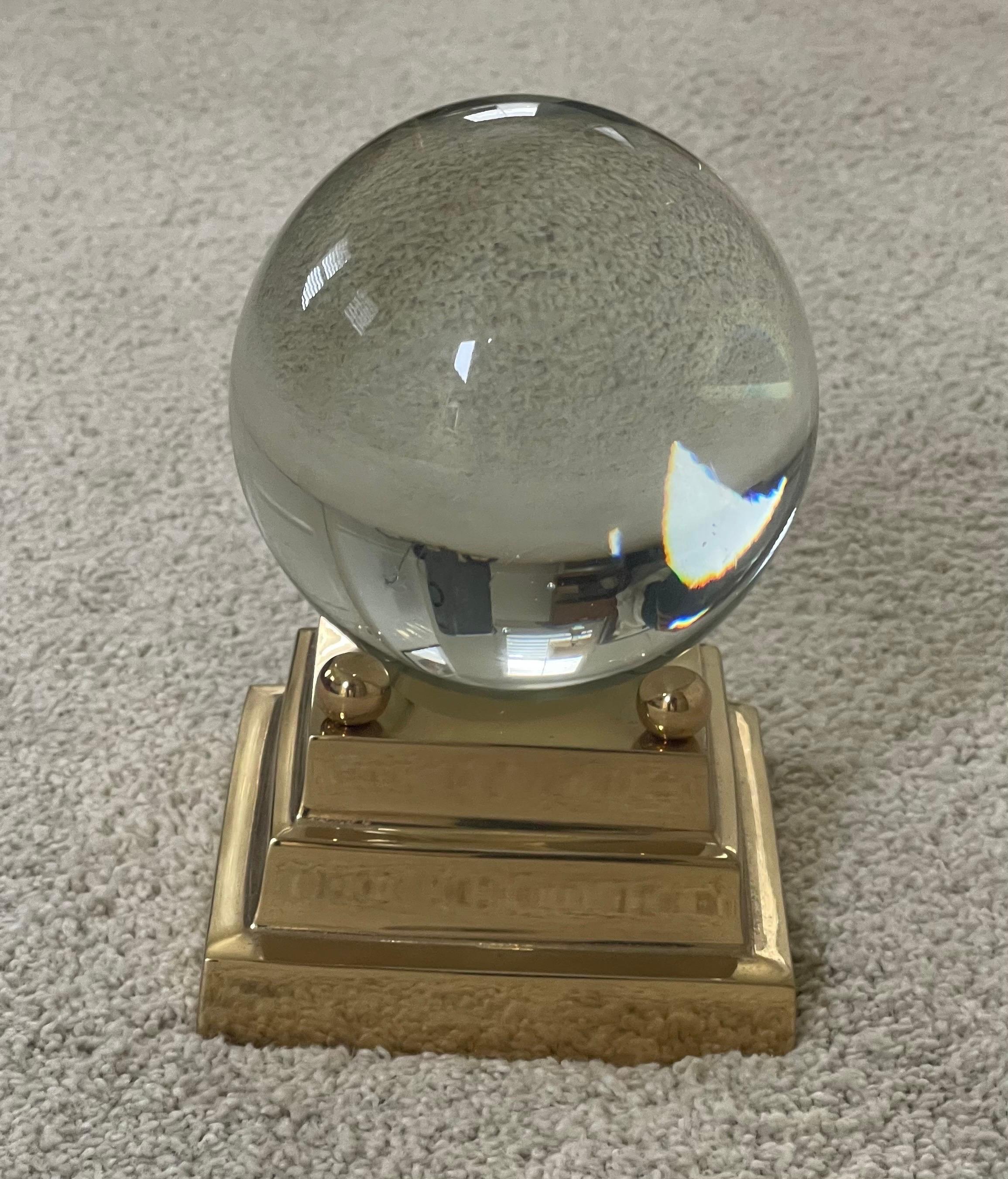 American  Decorative Crystal Sphere on Brass Base