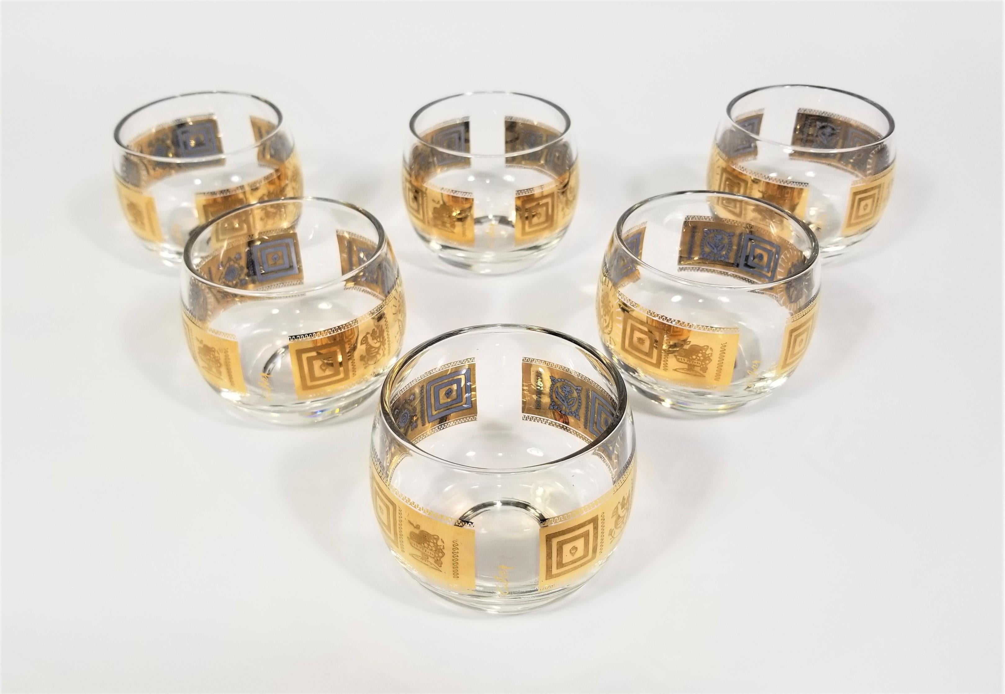 Culver 22K Gold Glassware Barware Cocktail Set Mid. Century 1960s 6