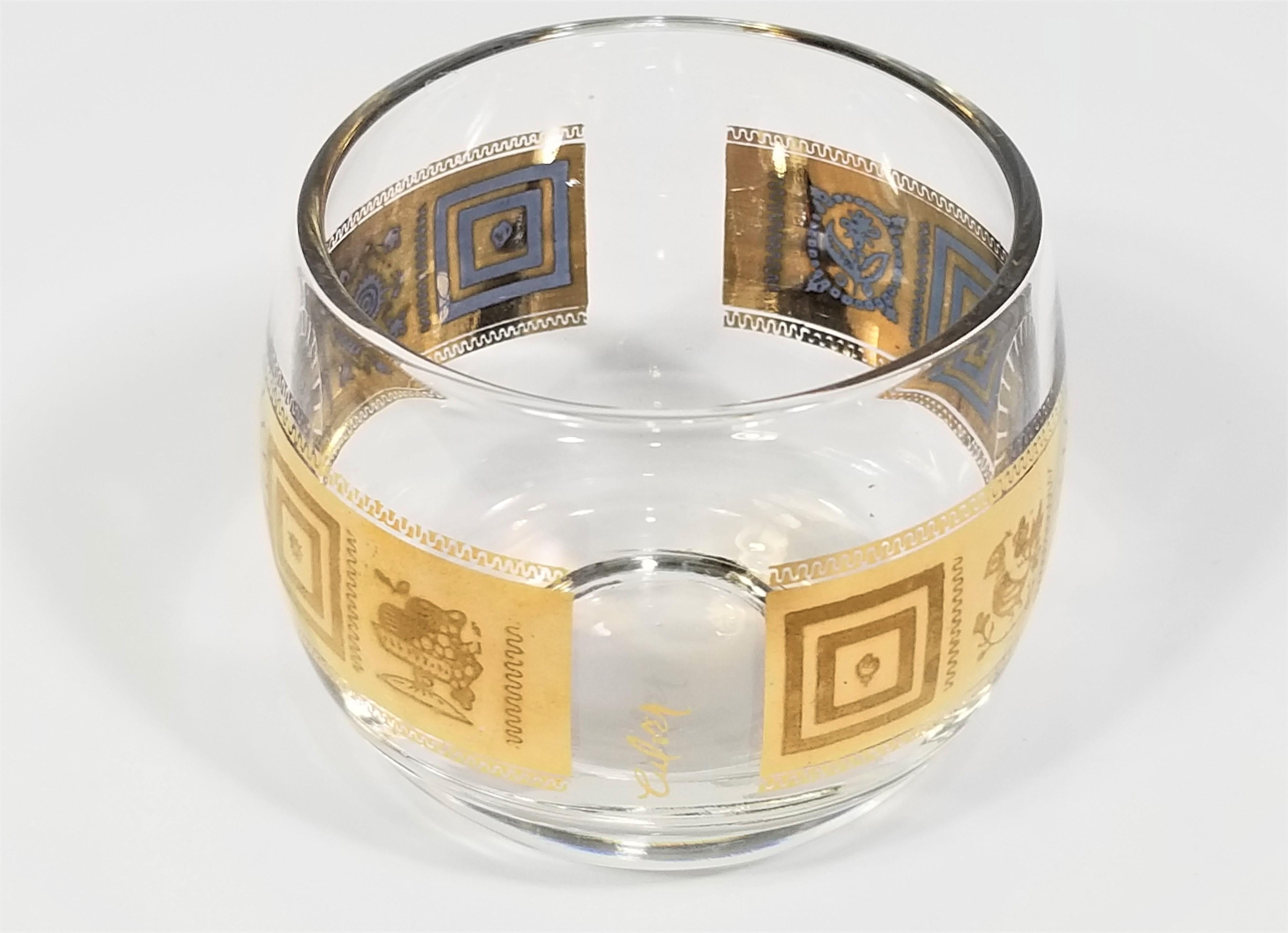 Culver 22K Gold Glassware Barware Cocktail Set Mid. Century 1960s 8