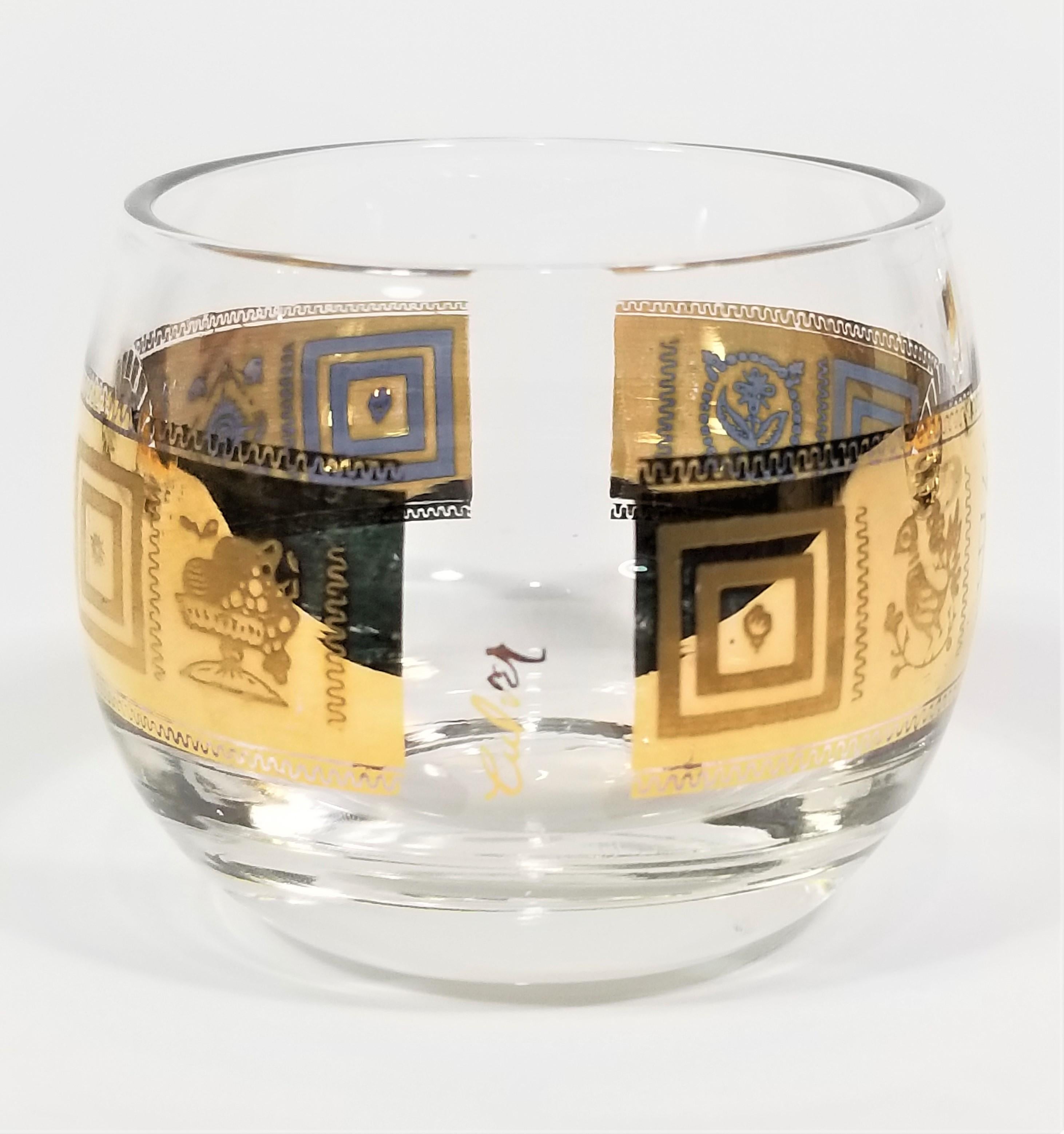 Culver 22K Gold Glassware Barware Cocktail Set Mid. Century 1960s 9