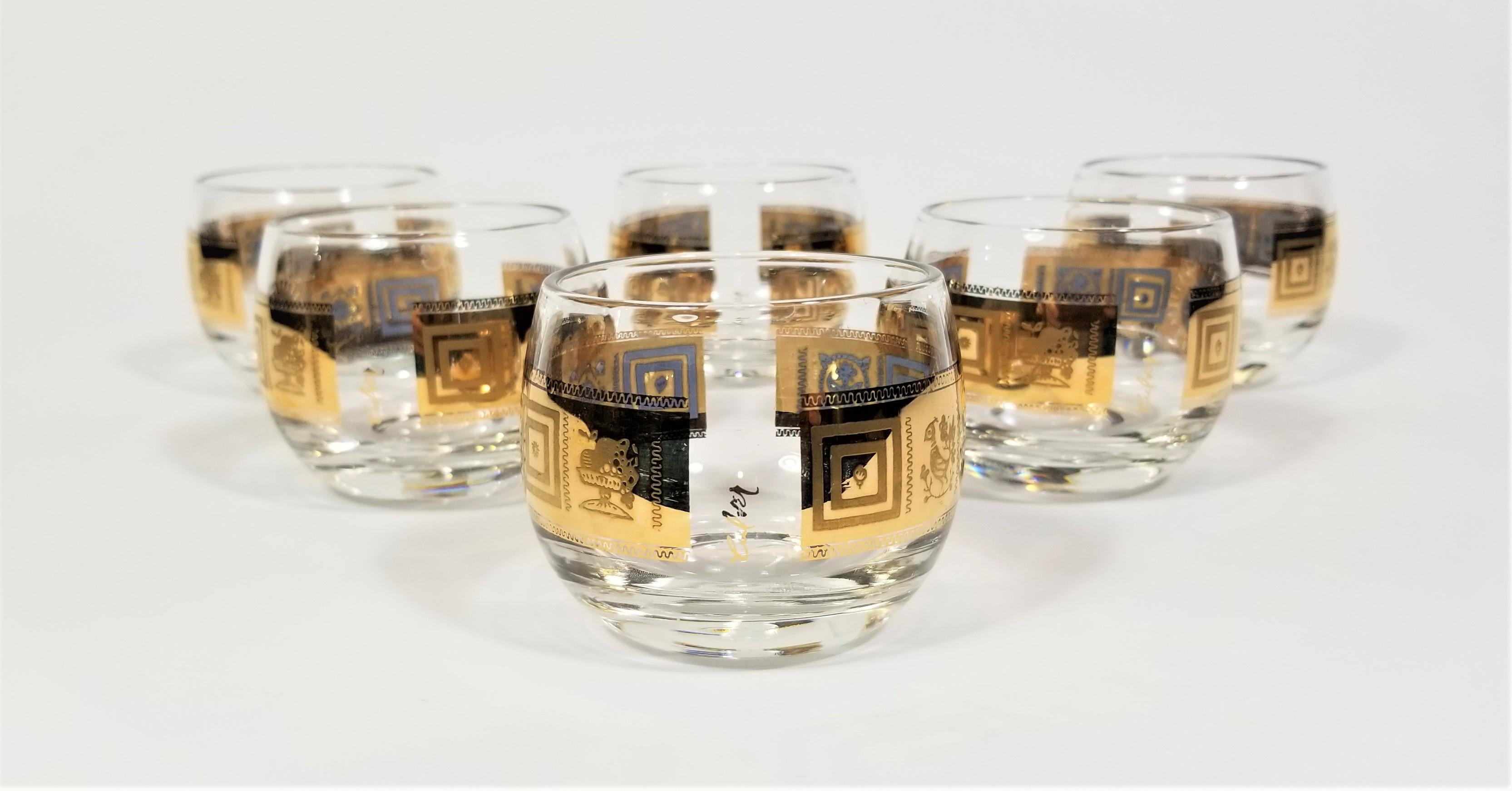 Culver 22K Gold Glassware Barware Cocktail Set Mid. Century 1960s 13