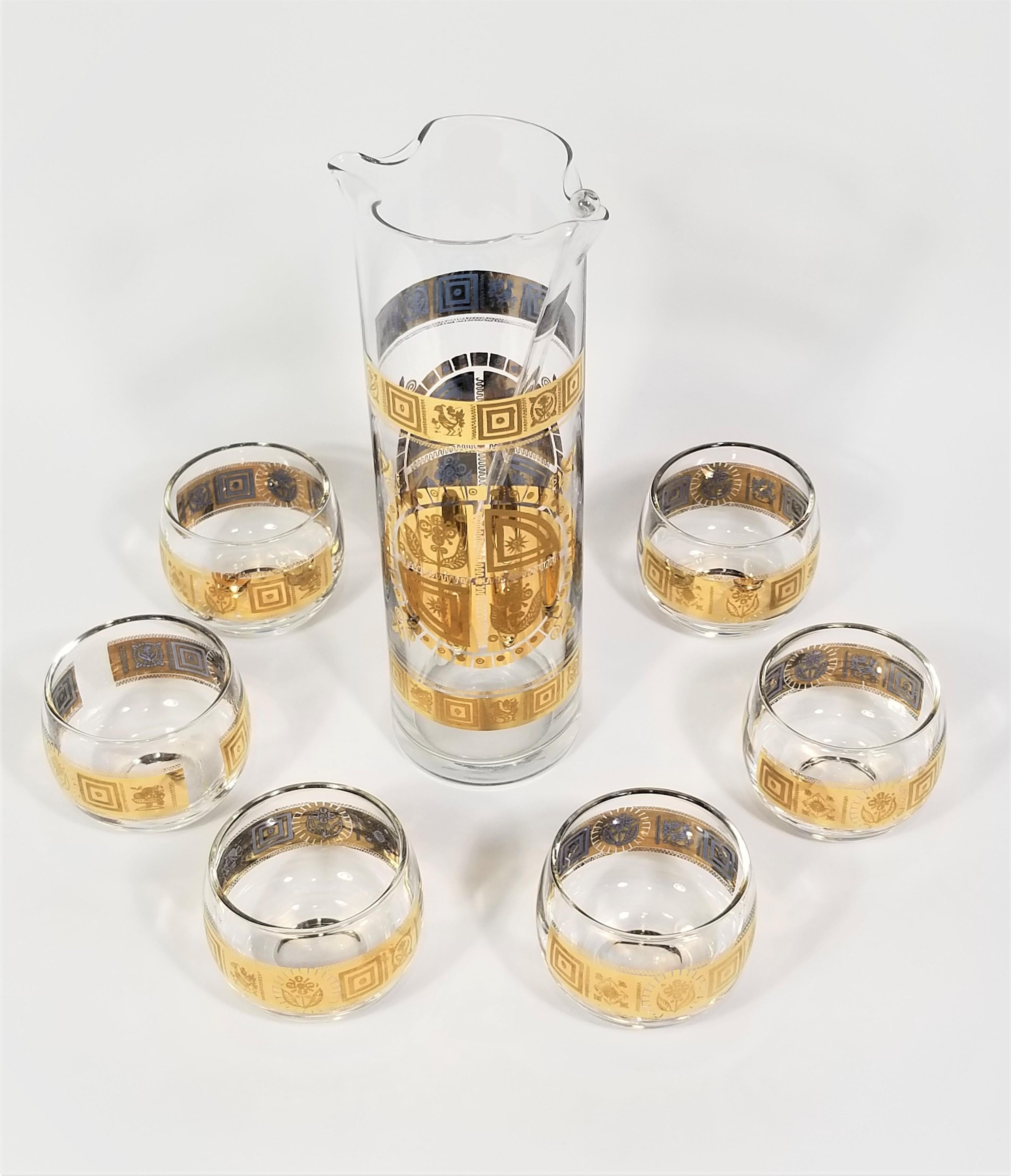 Culver 22K Gold Glassware Barware Cocktail Set Mid. Century 1960s 14
