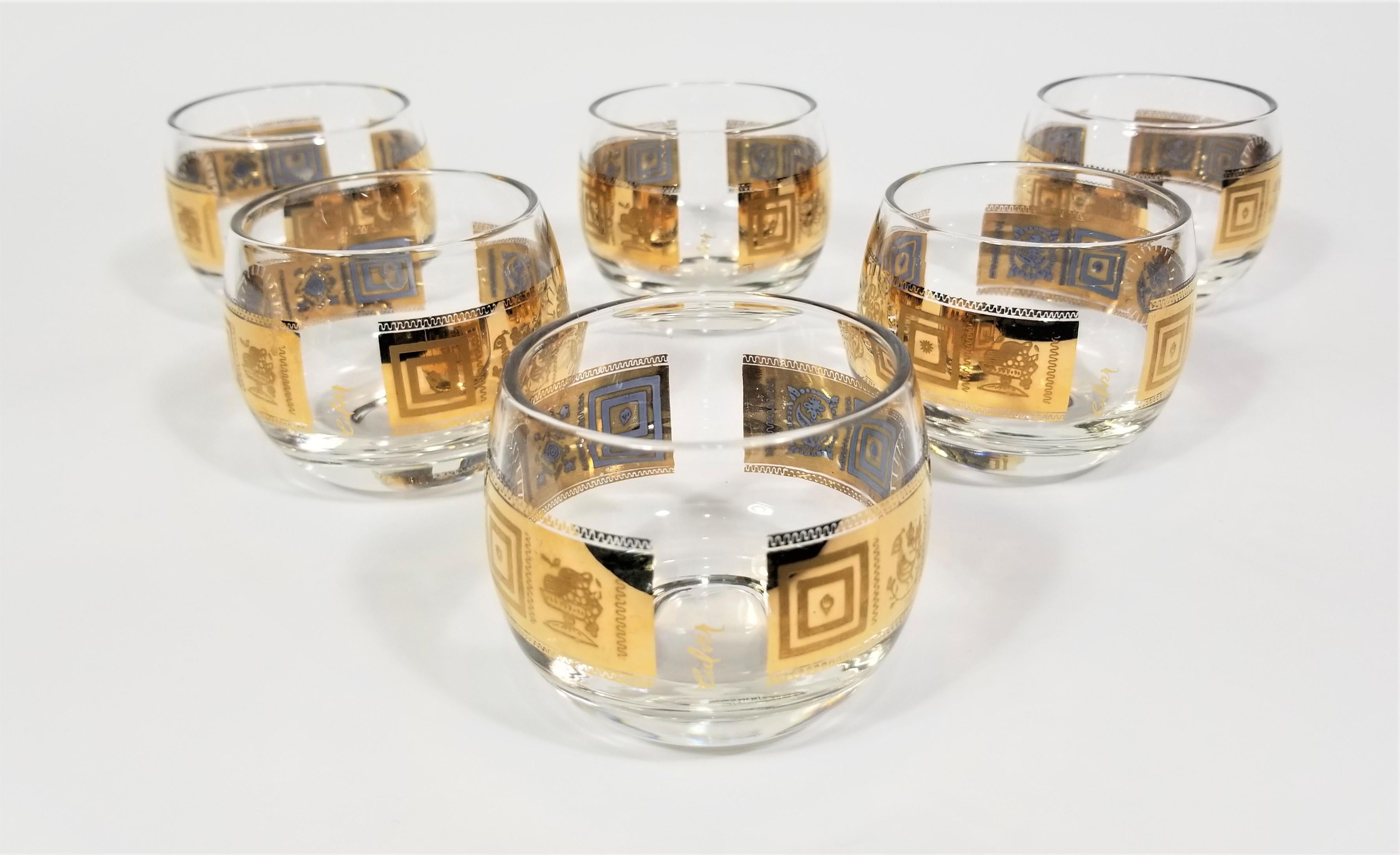 Culver 22K Gold Glassware Barware Cocktail Set Mid. Century 1960s 5