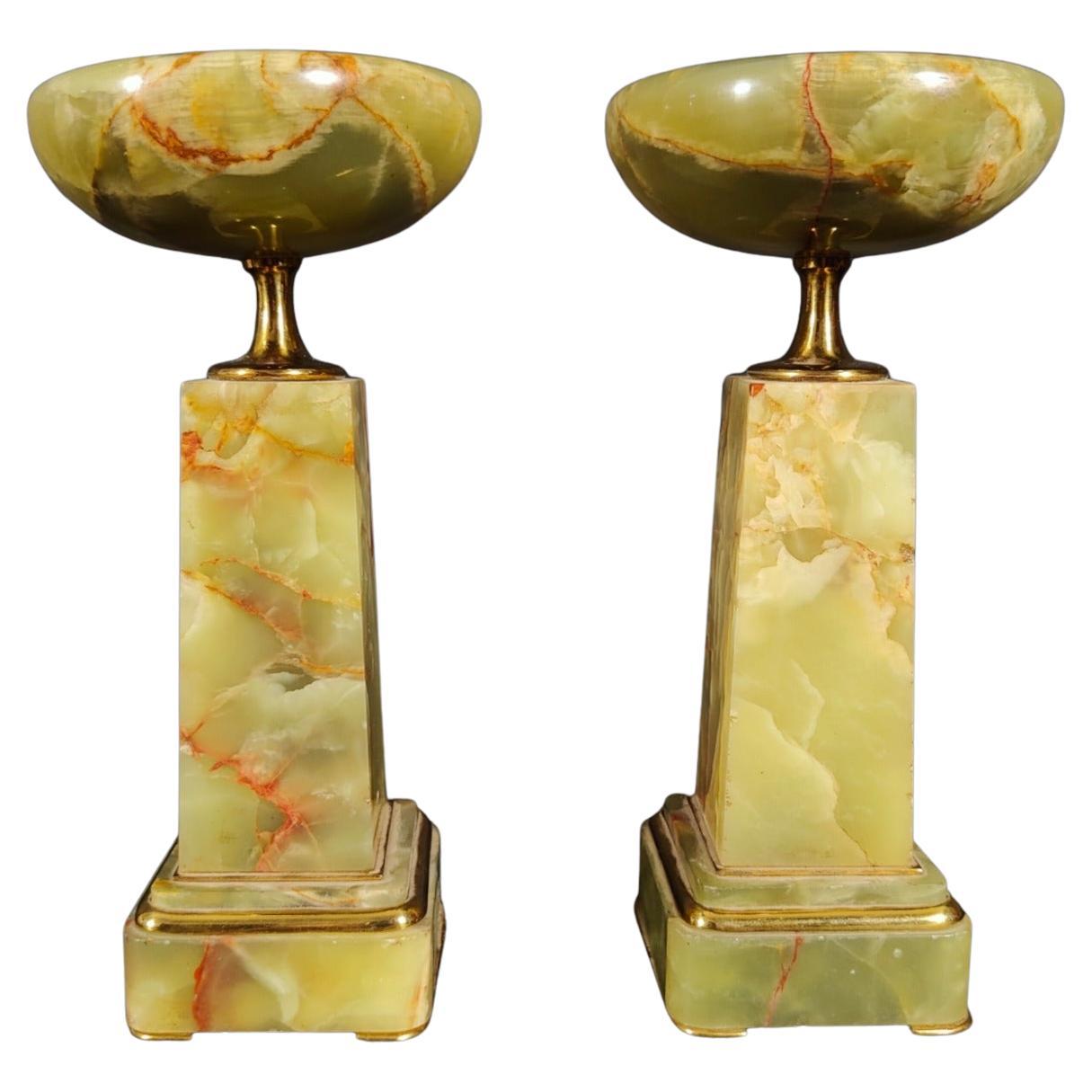 Decorative Cups in Onyx and Gold Bronze from the Art Deco For Sale