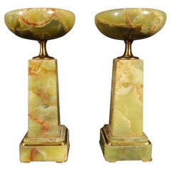Dekorative Tassen aus Onyx und Goldbronze aus dem Art Deco
