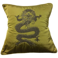 Decorative Cushion Silk Ginger with Dragon Design Hand Embroidery