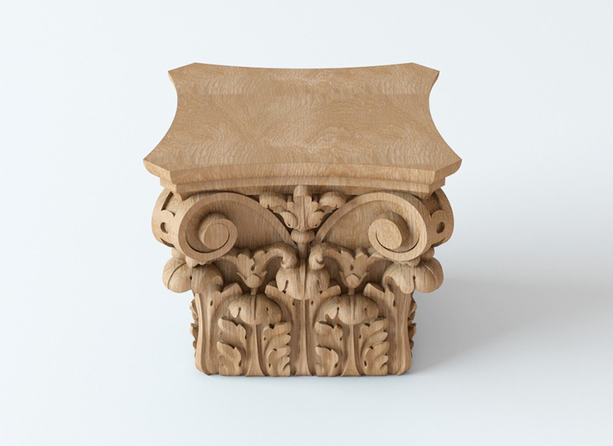 Woodwork Corinthian Carved Capital with Acanthus for Walls, Cabinets, Furniture For Sale