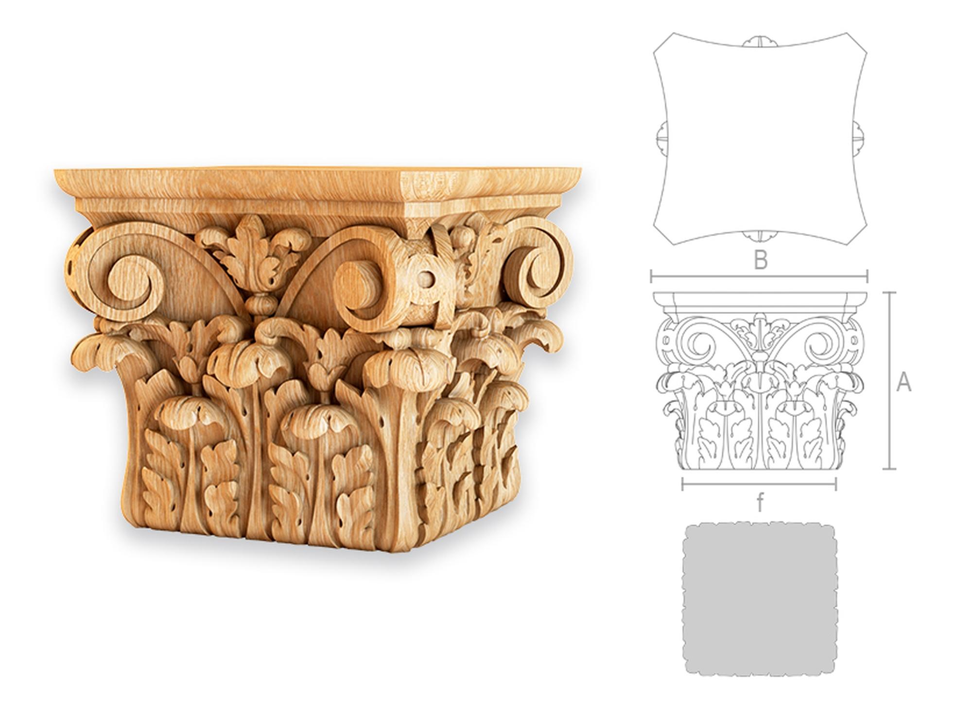 Corinthian Carved Capital with Acanthus for Walls, Cabinets, Furniture In New Condition For Sale In St Petersburg, St Petersburg