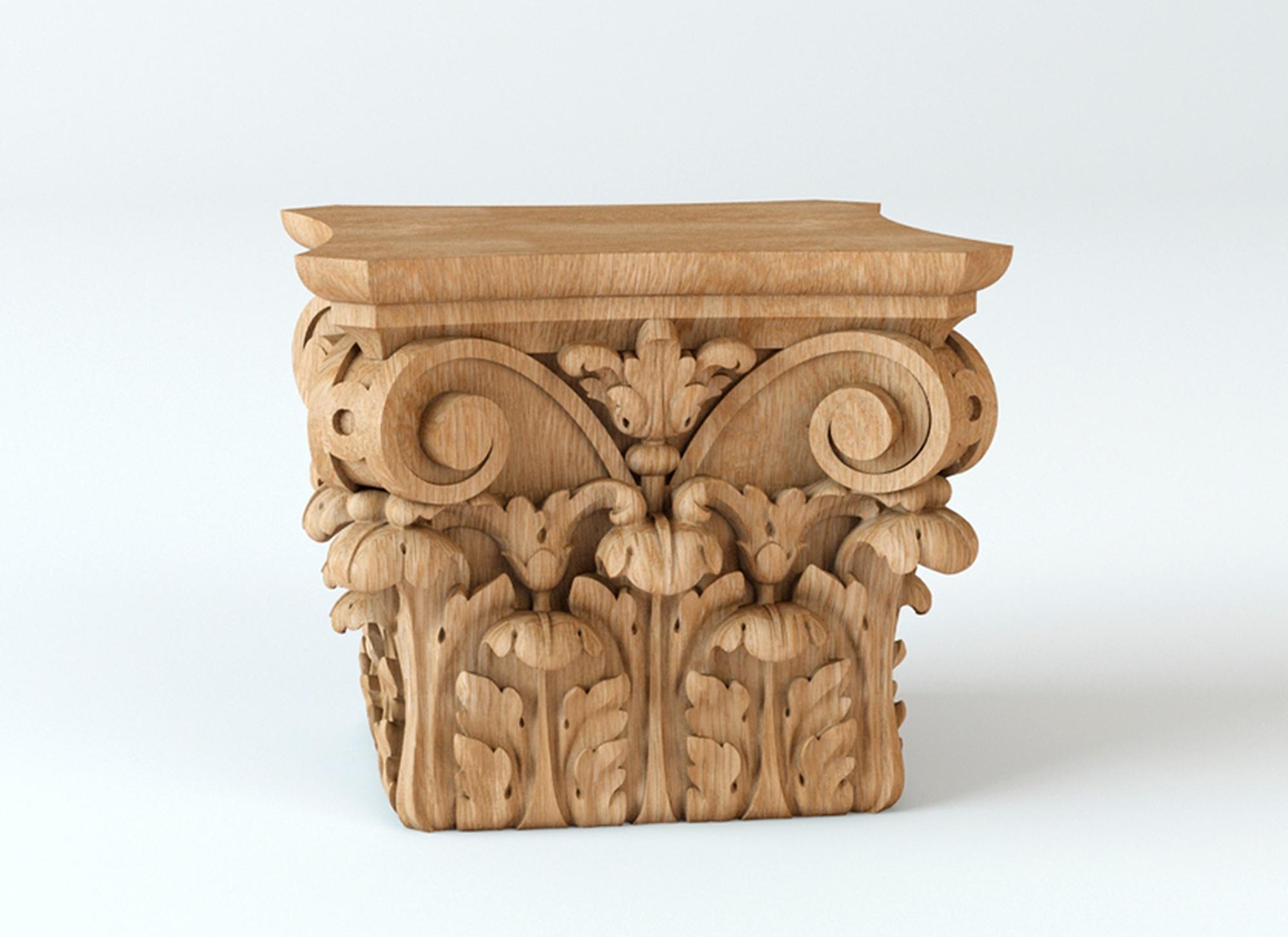 Contemporary Corinthian Carved Capital with Acanthus for Walls, Cabinets, Furniture For Sale