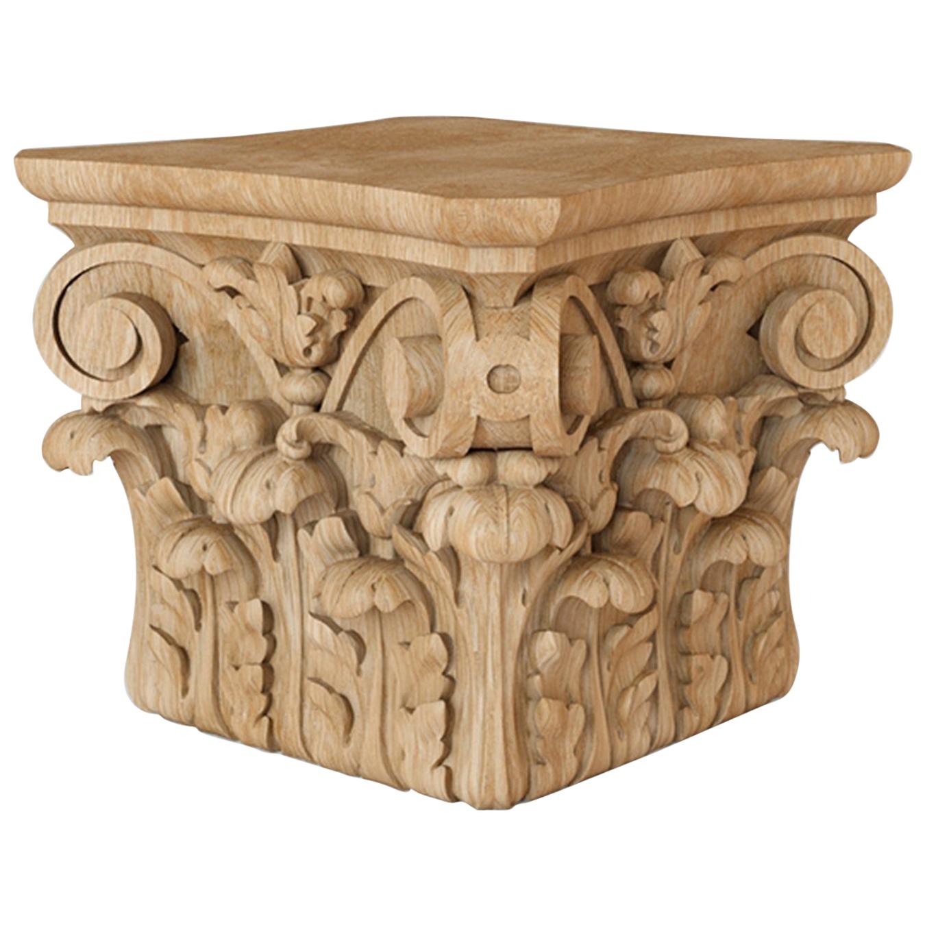 Corinthian Carved Capital with Acanthus for Walls, Cabinets, Furniture